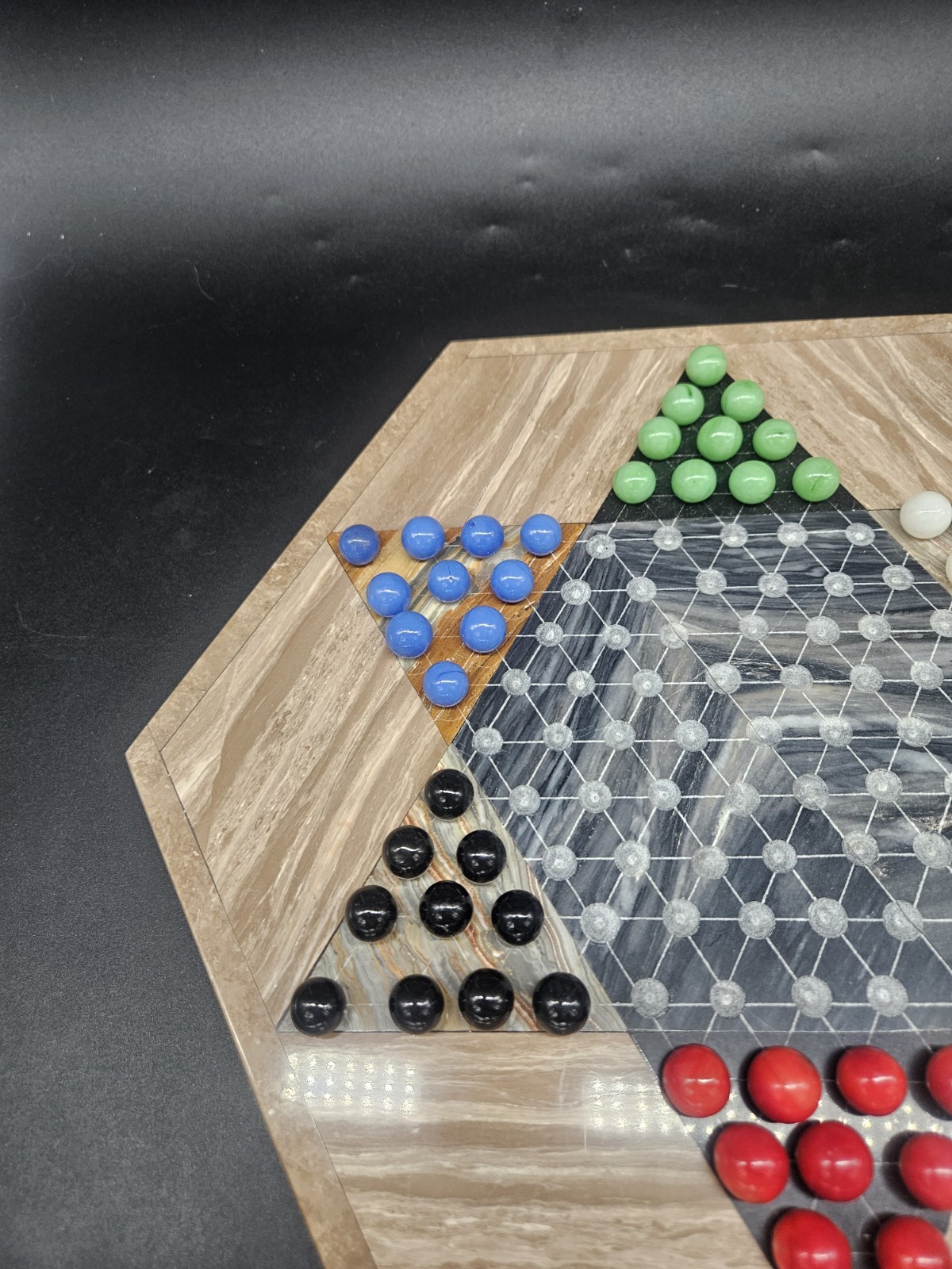 VTG Quartz Marble Onyx Chinese Checkers Natural Stone Strategy Game W/ Marbles