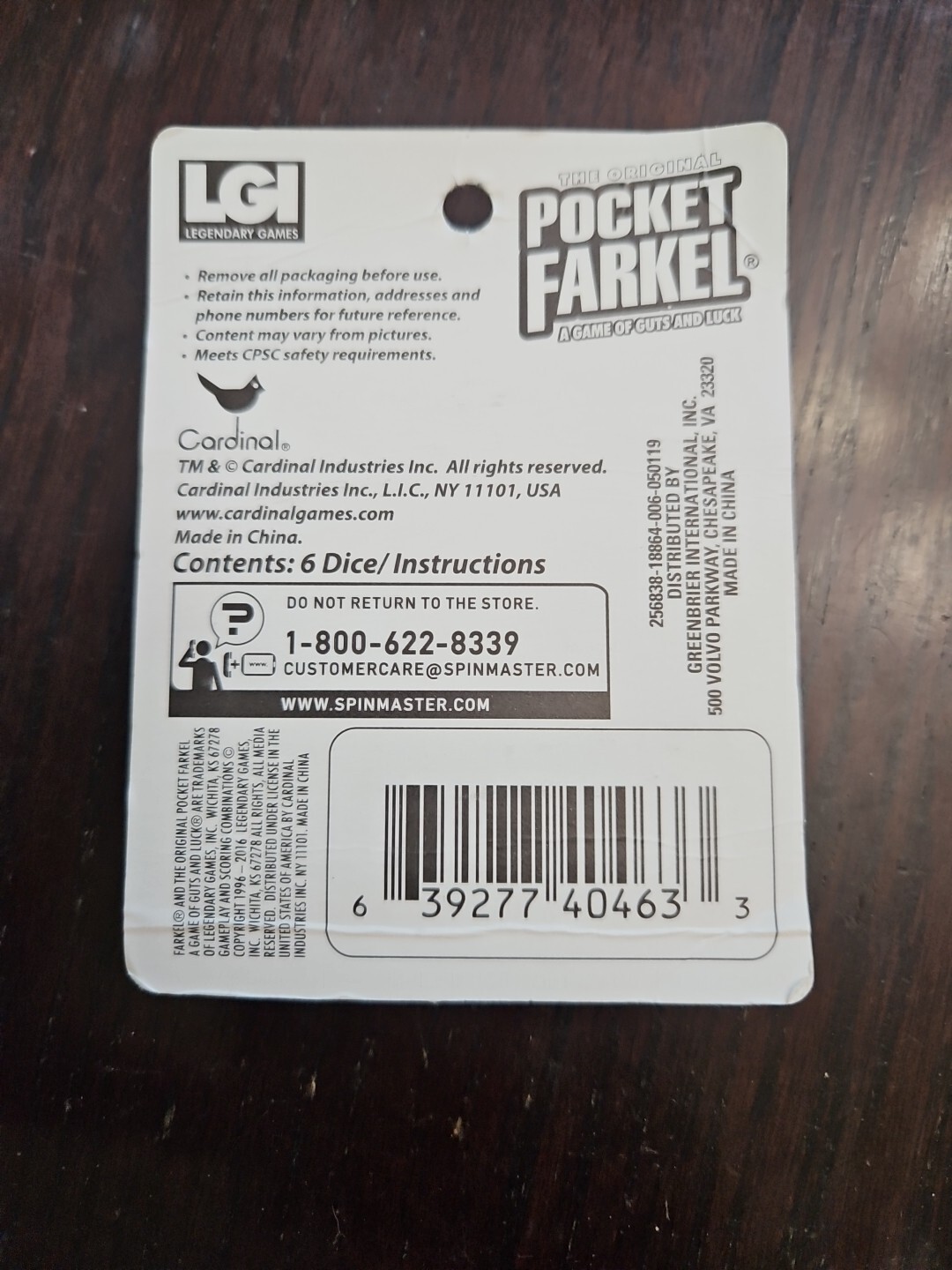 Pocket Farkle Dice Game of Guts And Luck New Sealed Fast Shipping Dice Game 🎲