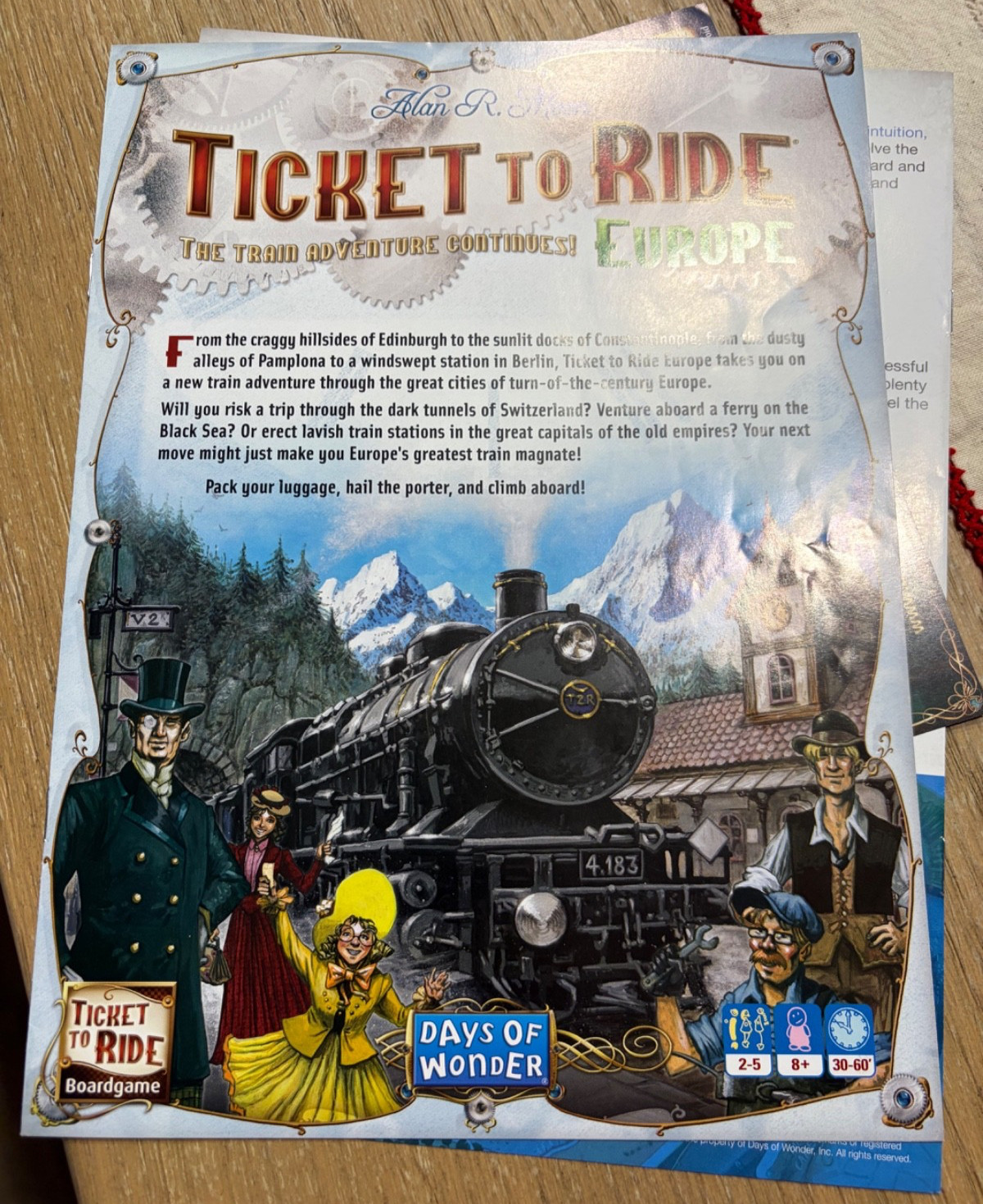 Days of Wonder Ticket to Ride Europe Board Game Mint condition