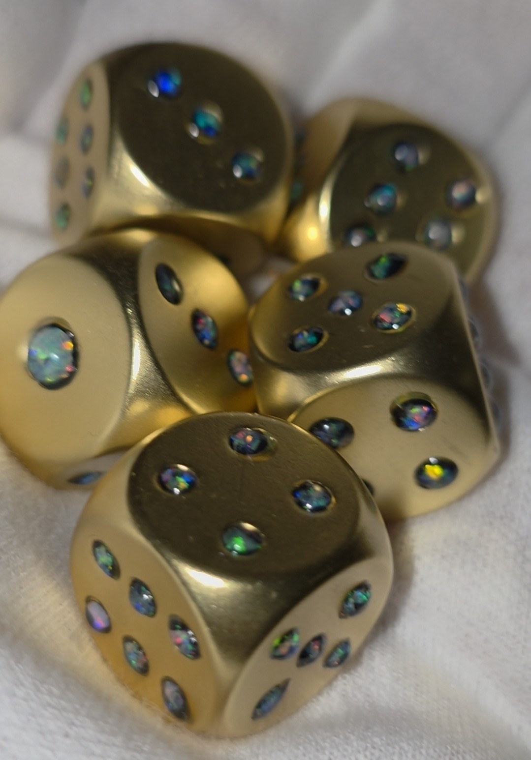 Lightning Ridge Opal Inlay Dice Stainless Steel High Quality Black Crystal Opal