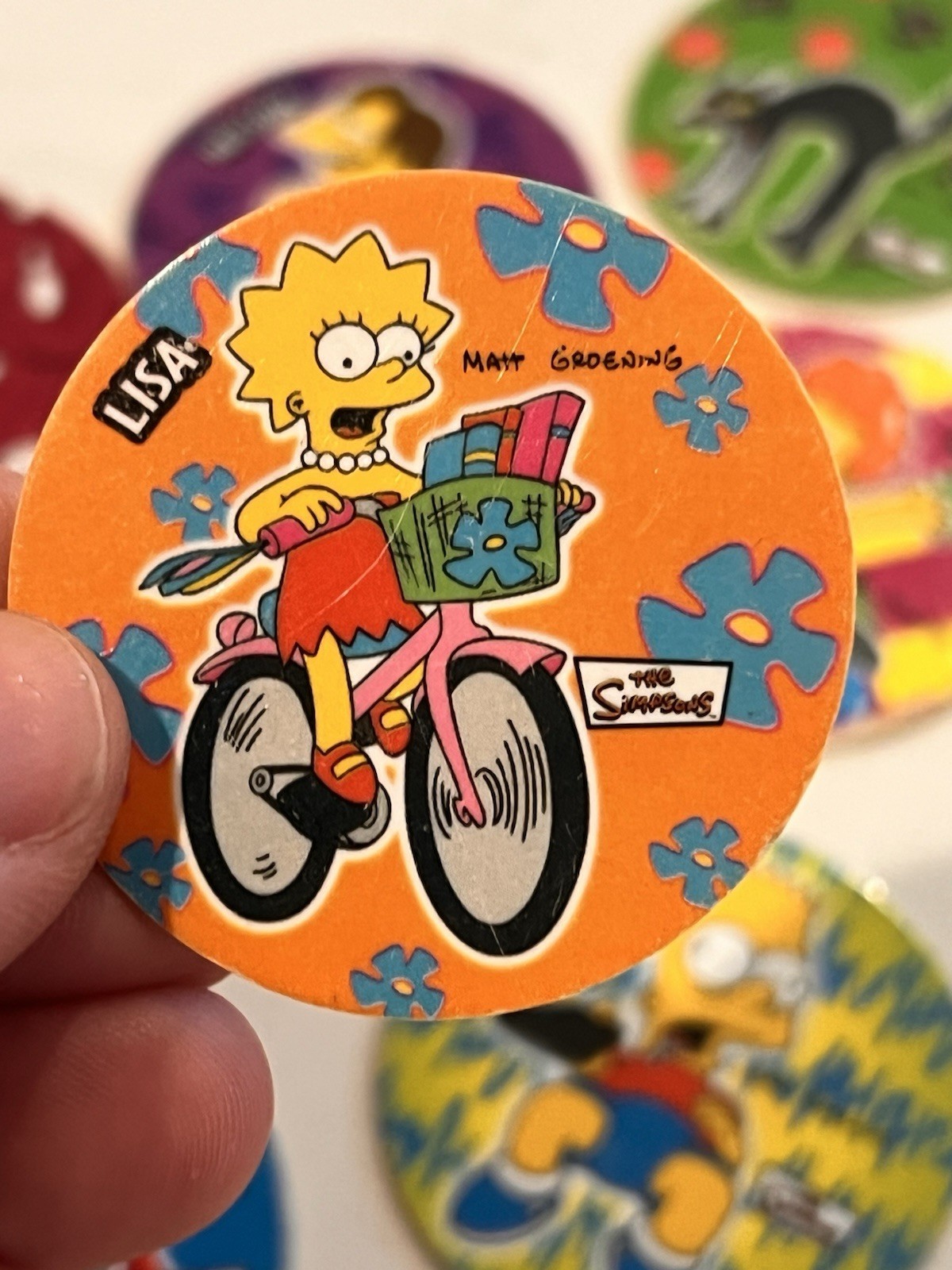 Rare Lot Of 12 Sabritos Mexico THE SIMPSONS Tazos Taso Pogs BART Marge Apu Lisa