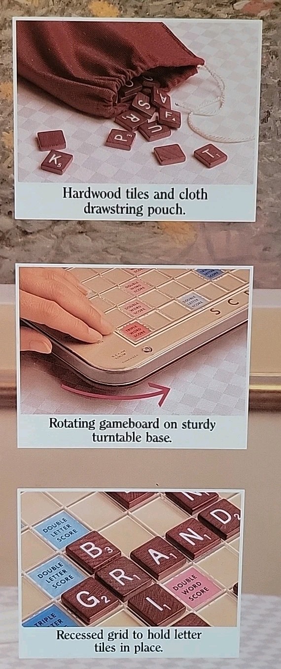 1989 Milton Bradley 4034 Scrabble Deluxe Edition Board Game EUC INCOMPLETE (-1B)