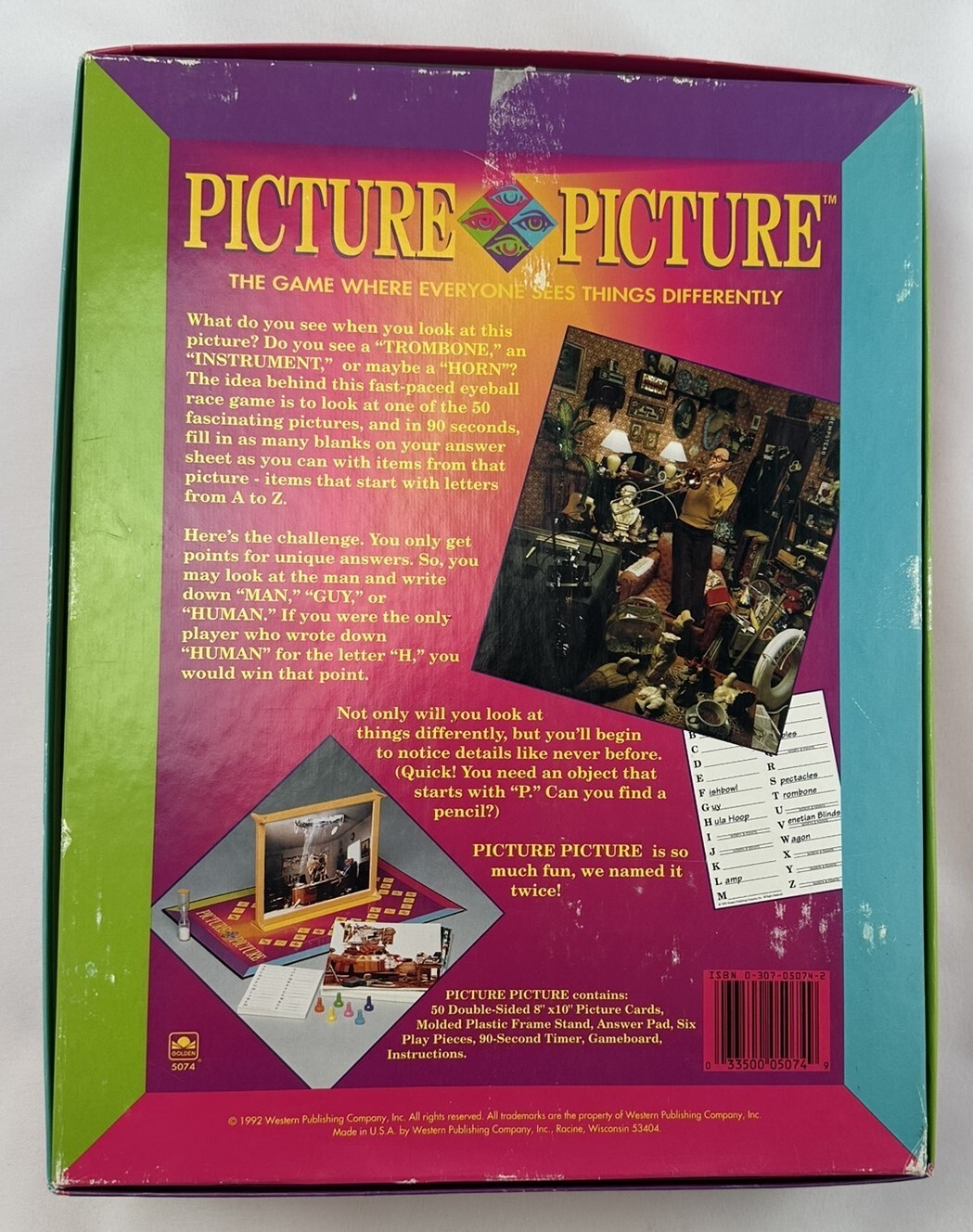 1992 Picture Picture Board Game by Golden New Old Stock Never Opened FREE SHIP