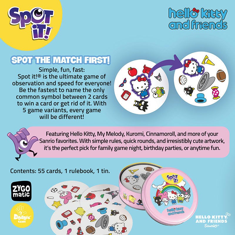 USAopoly Spot It! Hello Kitty & Friends Card Game – Fast Matching – Ages 4+