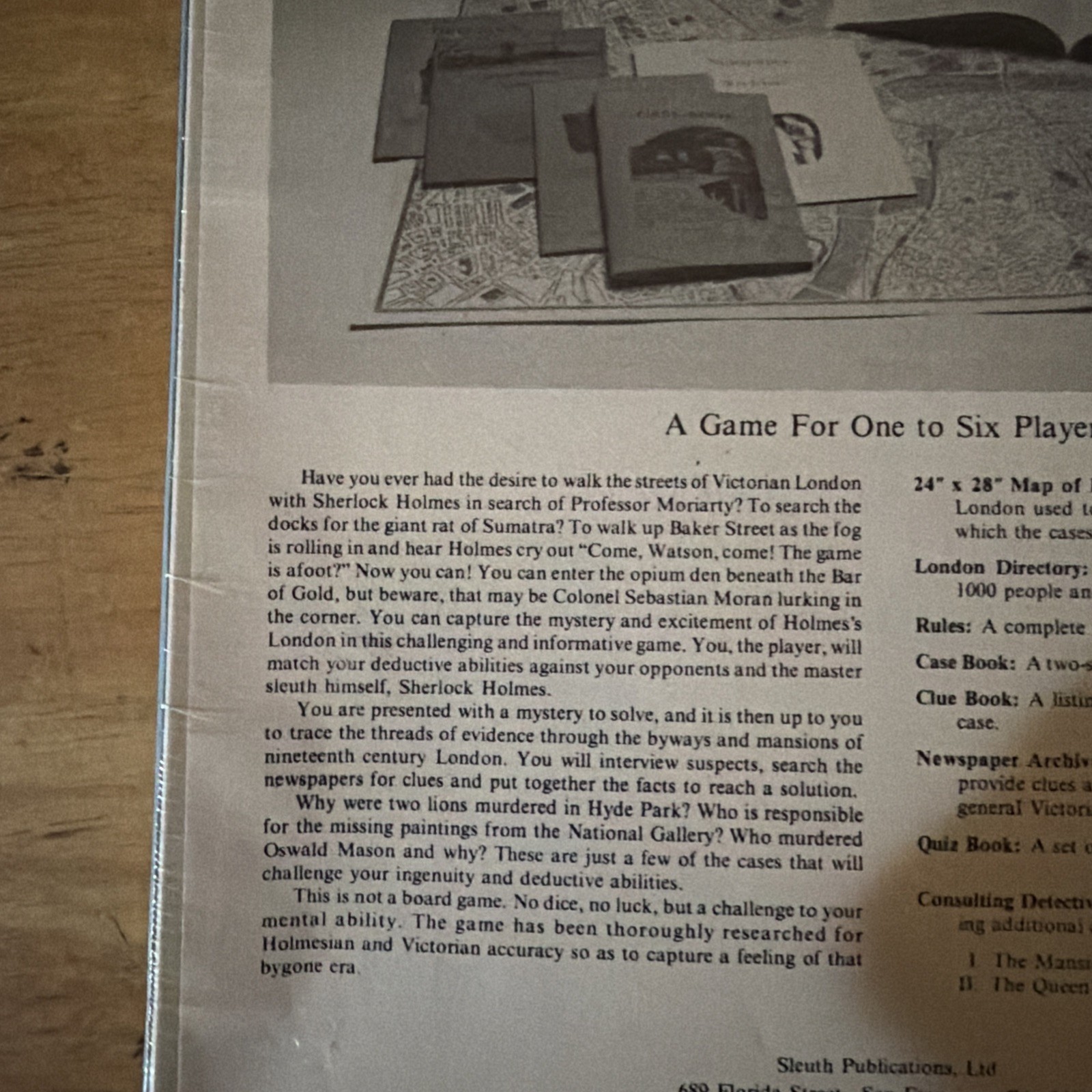 SHERLOCK HOLMES: Consulting Detective: The Thames Murders & Other Cases 1982 New