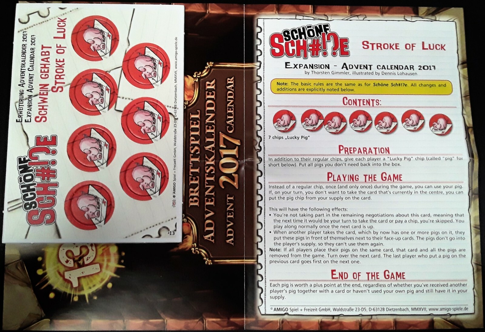 2017 ADVENT Calendar Promo 13 SCHONE SCH#!?E STROKE OF LUCK Brettspiel