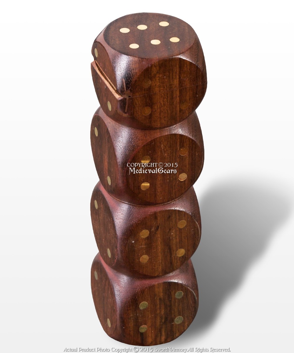 Lot of 5 Handmade Wooden Pirates Dice Set Casino Game with Dices Shaped Box