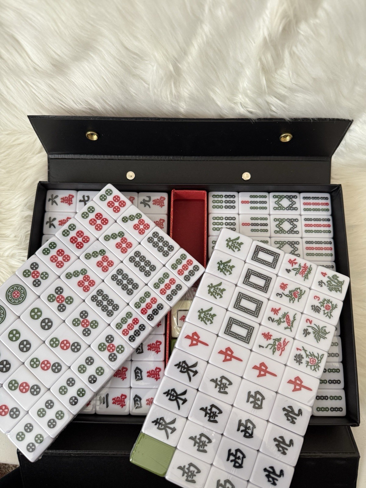 Yellow Mountain Imports Chinese Mahjong Set Brand New Sealed Green Tiles W/ Case