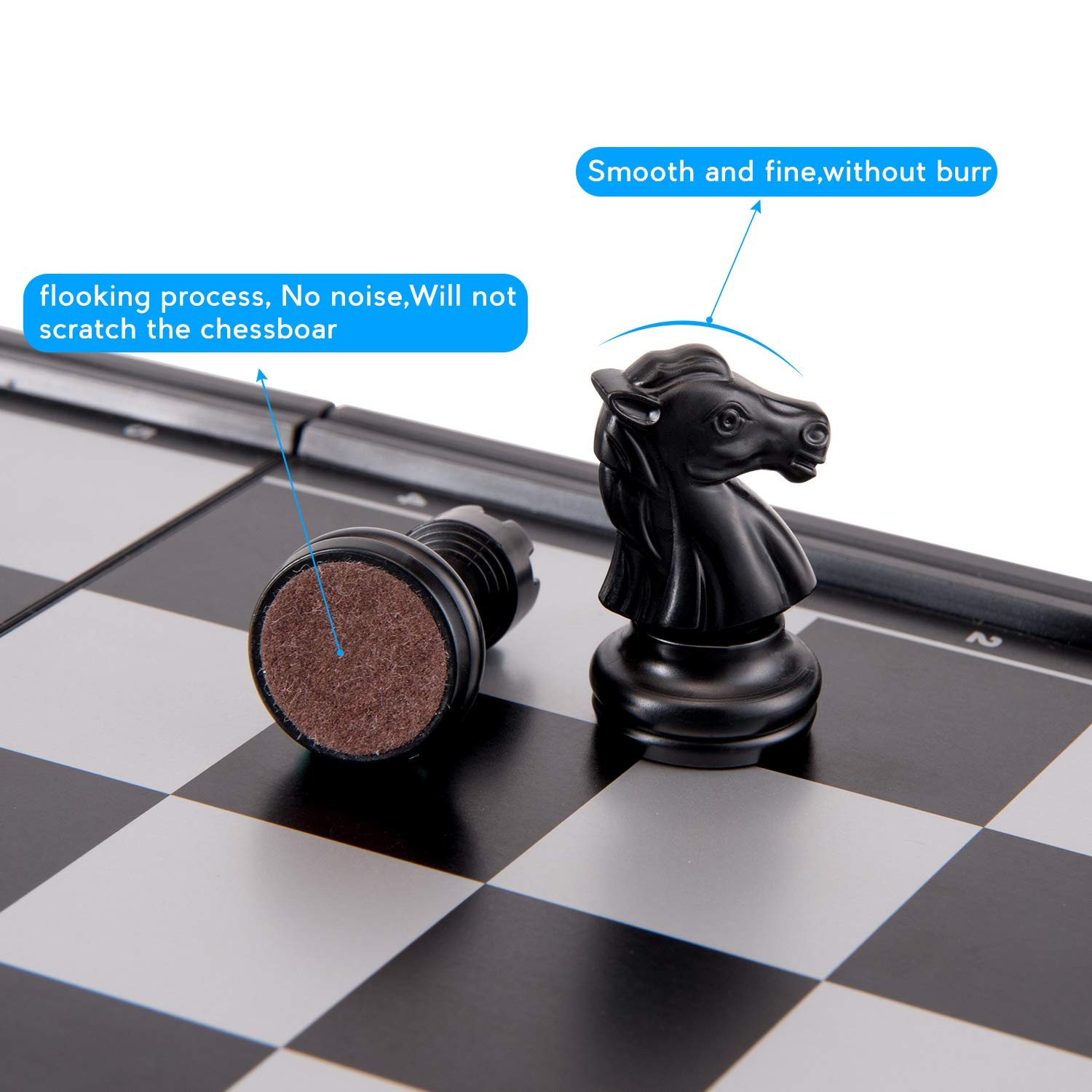 Magnetic Folding Chess Set 10 Inch Plastic Pieces Travel Board Game 2 Extra Q…