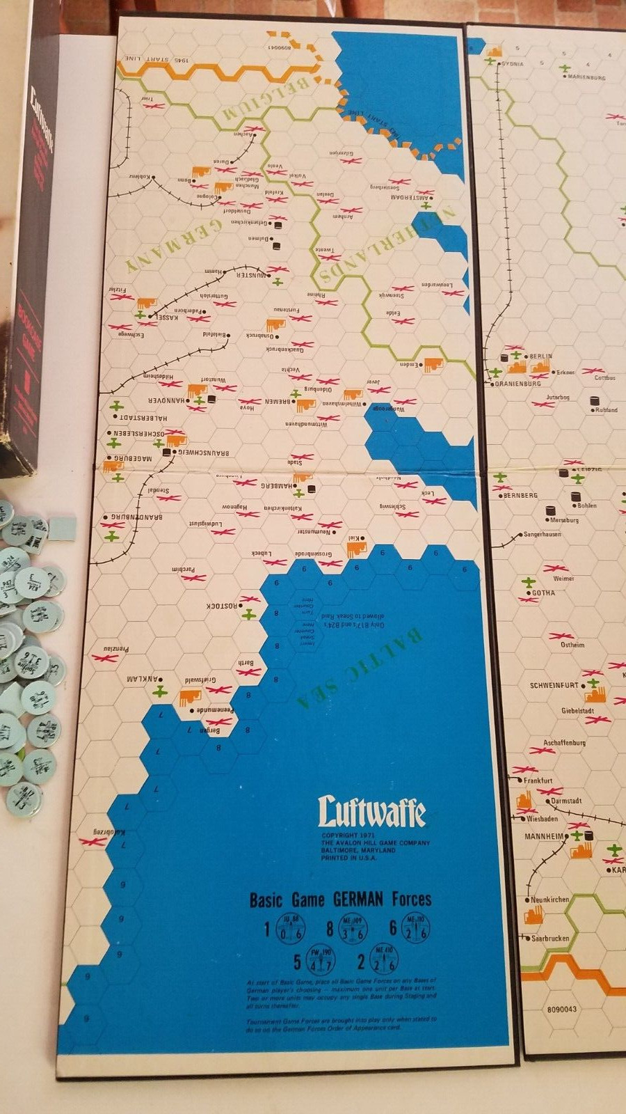 LUFTWAFFE BOARD GAME BY THE AVALON HILL GAME CO. 1971