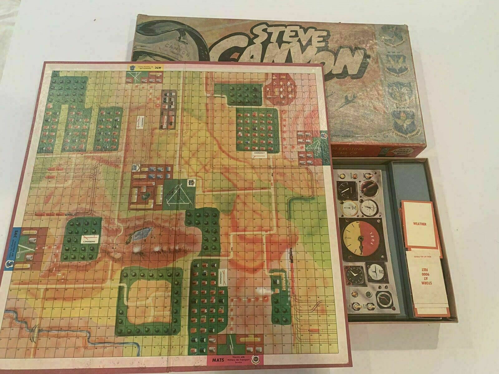 2 Vintage Steve Canyon Board Game Incomplete 1959 Lowell Toy MFG.