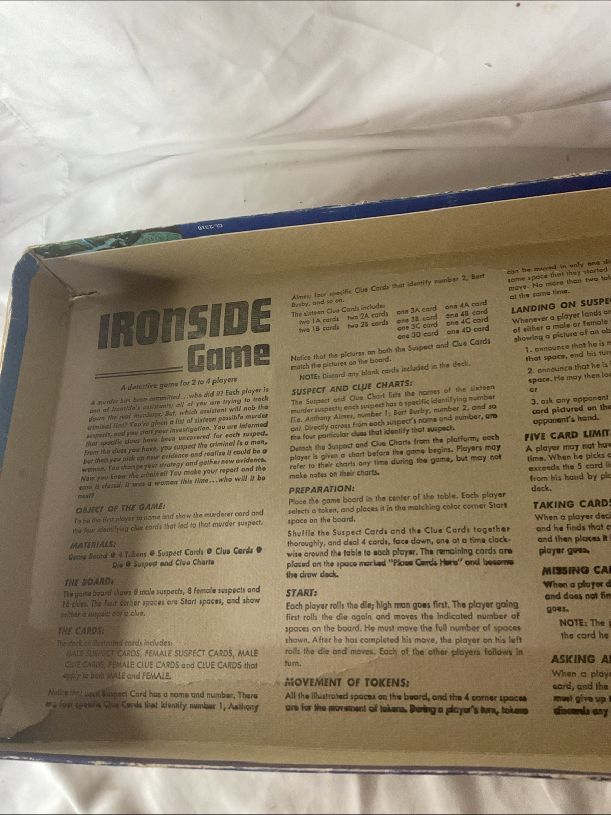 1967 IDEAL NBC IRONSIDE Board Game Based on TV Show Raymond Burr Rare
