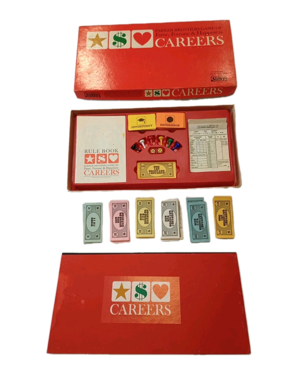 Vtg 1965 CAREERS Board Game Parker Brothers Family Fun Fame Fortune Happiness
