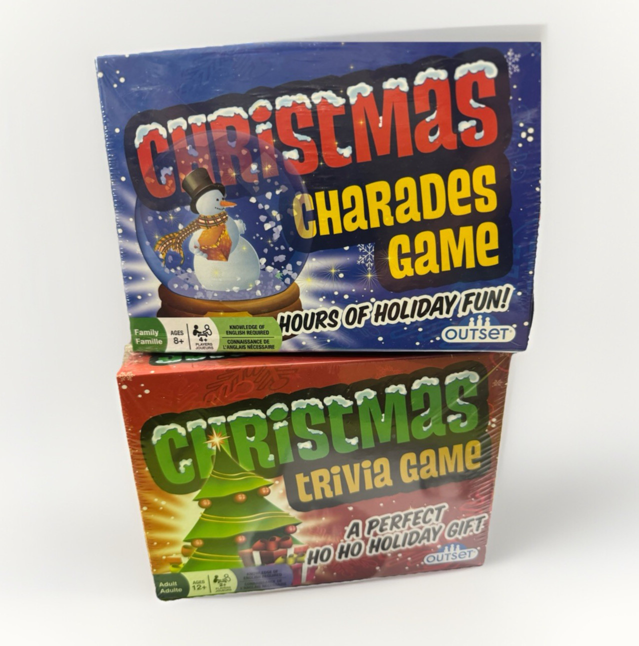 NEW set of 2 Christmas Charades & Trivia Games – Holiday Party Game Fun