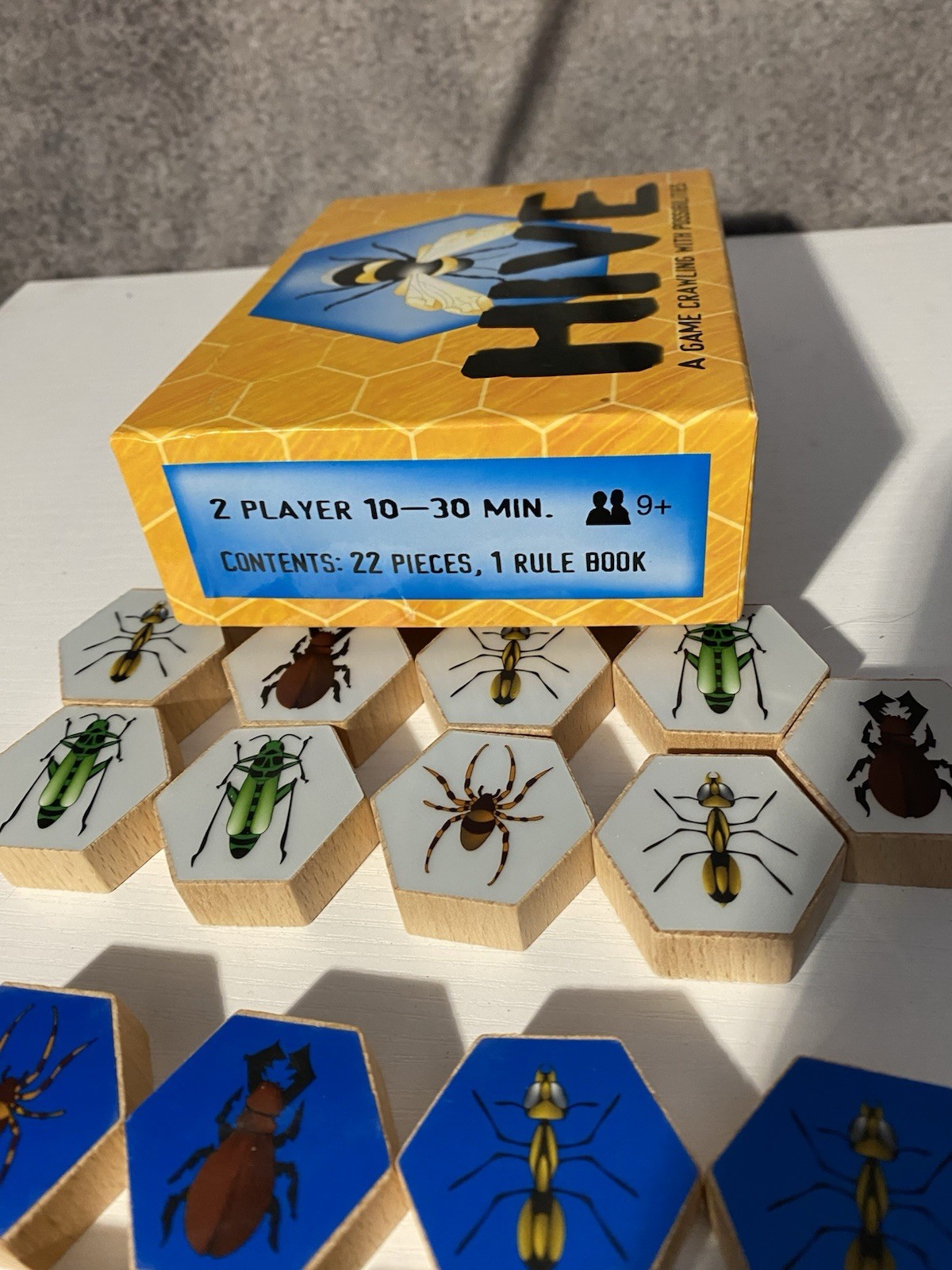 Vintage 2005 Hive Board Game REPLACEMENT PARTS LOT – 17 Wooden Tiles Box Manual