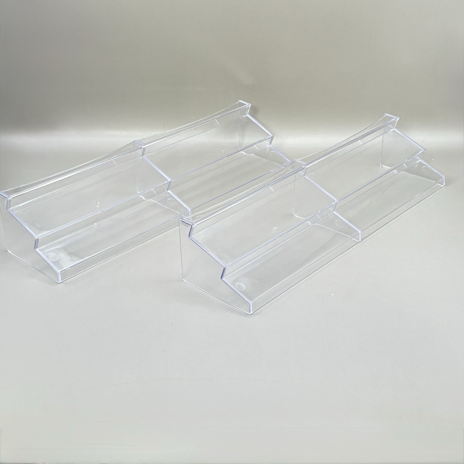 Rummy Mah Jong Tile Holder Set of 4 Clear Acrylic Trays Domino Racks NEW IN BOX