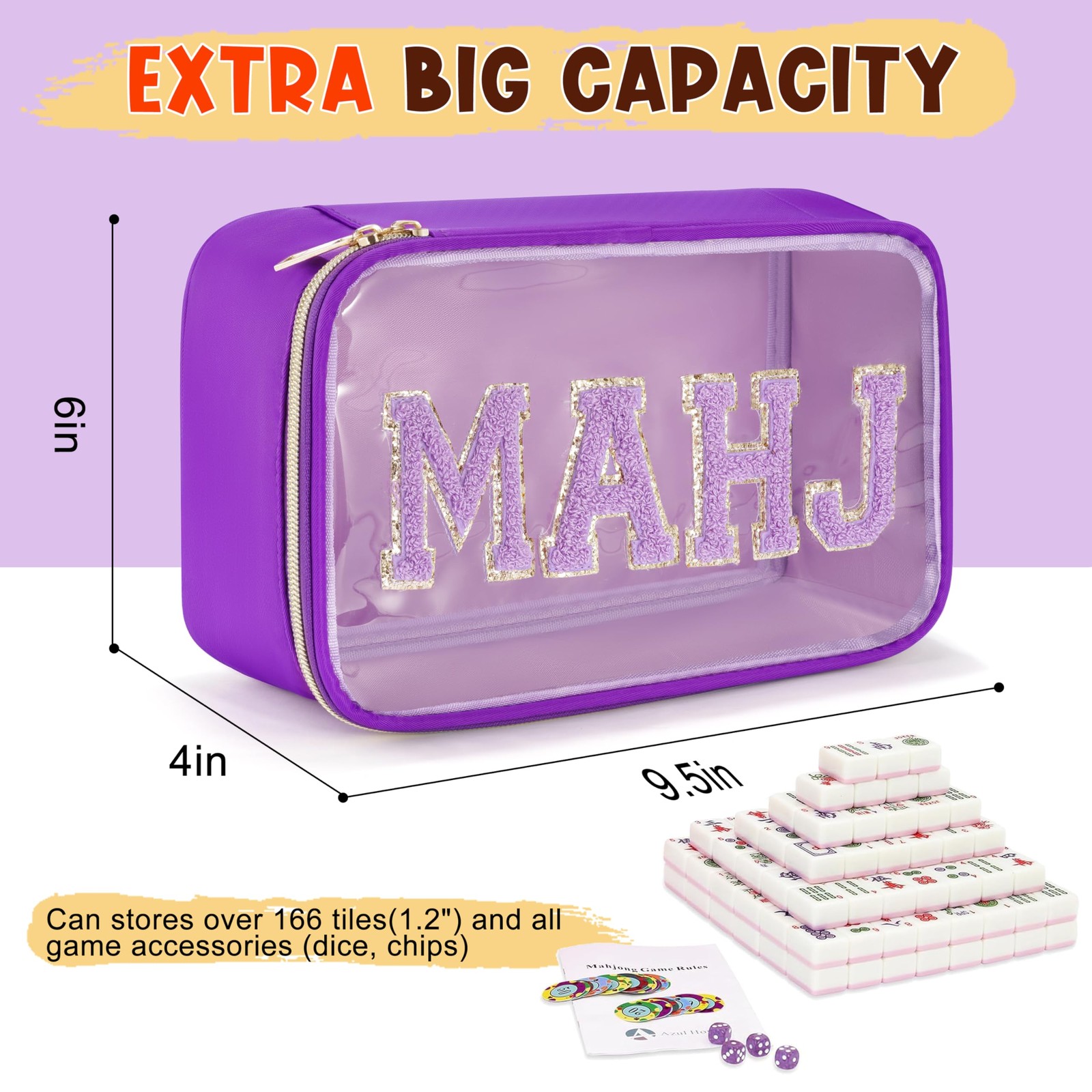 Mahjong Tiles Bag,Empty Thickened American Mahjong Bag with Zipper Suitable f…