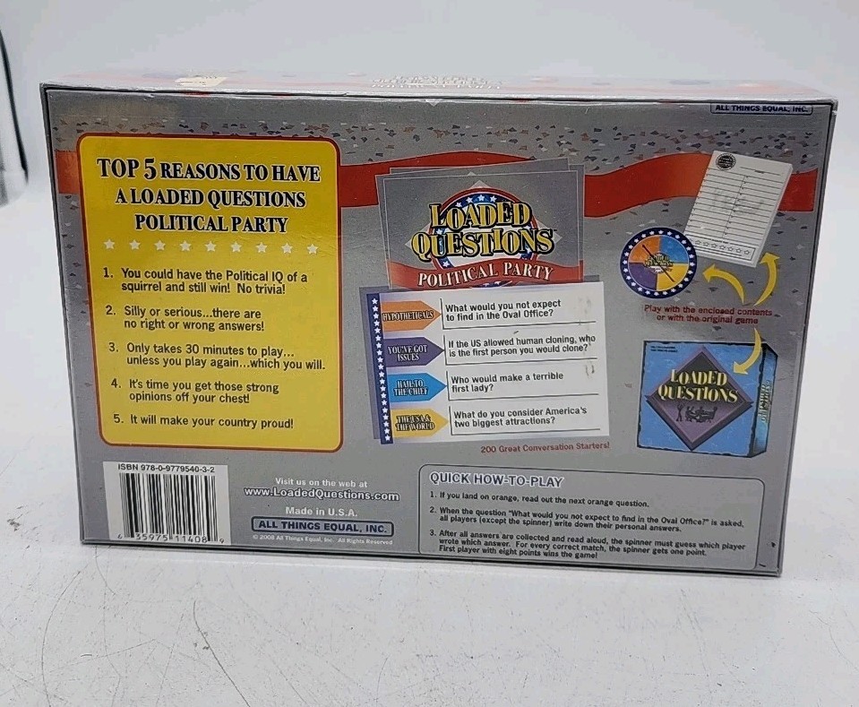 Loaded Question Political Party Game USA 2008 All Things Equal 16+ New In Box