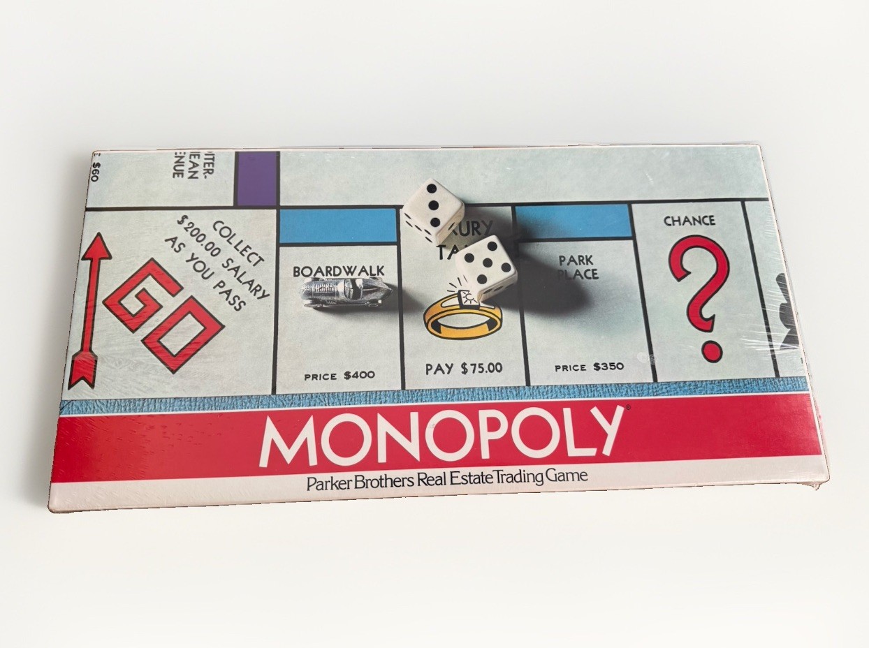 1975 Monopoly No. 9 Parker Brothers White Long Box Factory Sealed Vintage