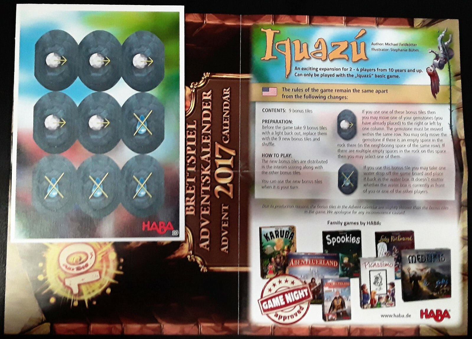 2017 ADVENT Calendar Promo 10 IQUAZU IQUAZU BONUS TILE EXPANSION Brettspiel Game