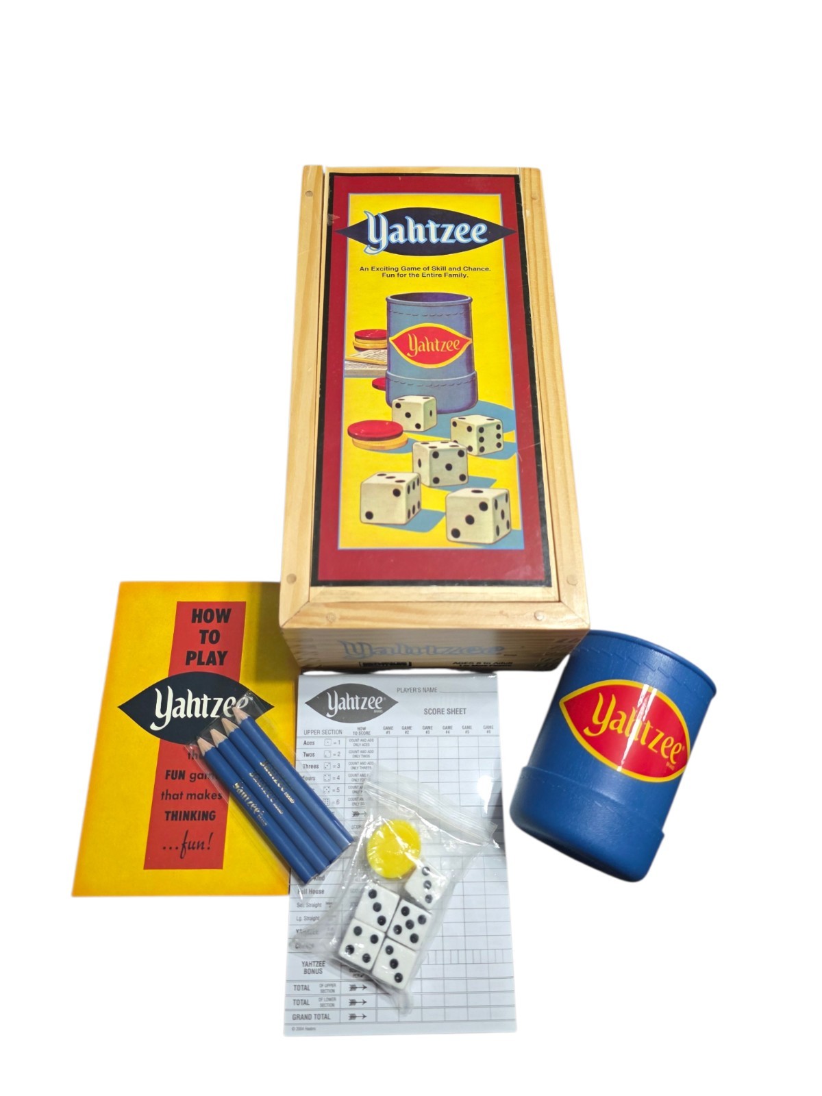 Vintage Yahtzee Nostalgia Edition Wooden Box Complete Parker Brothers 2004