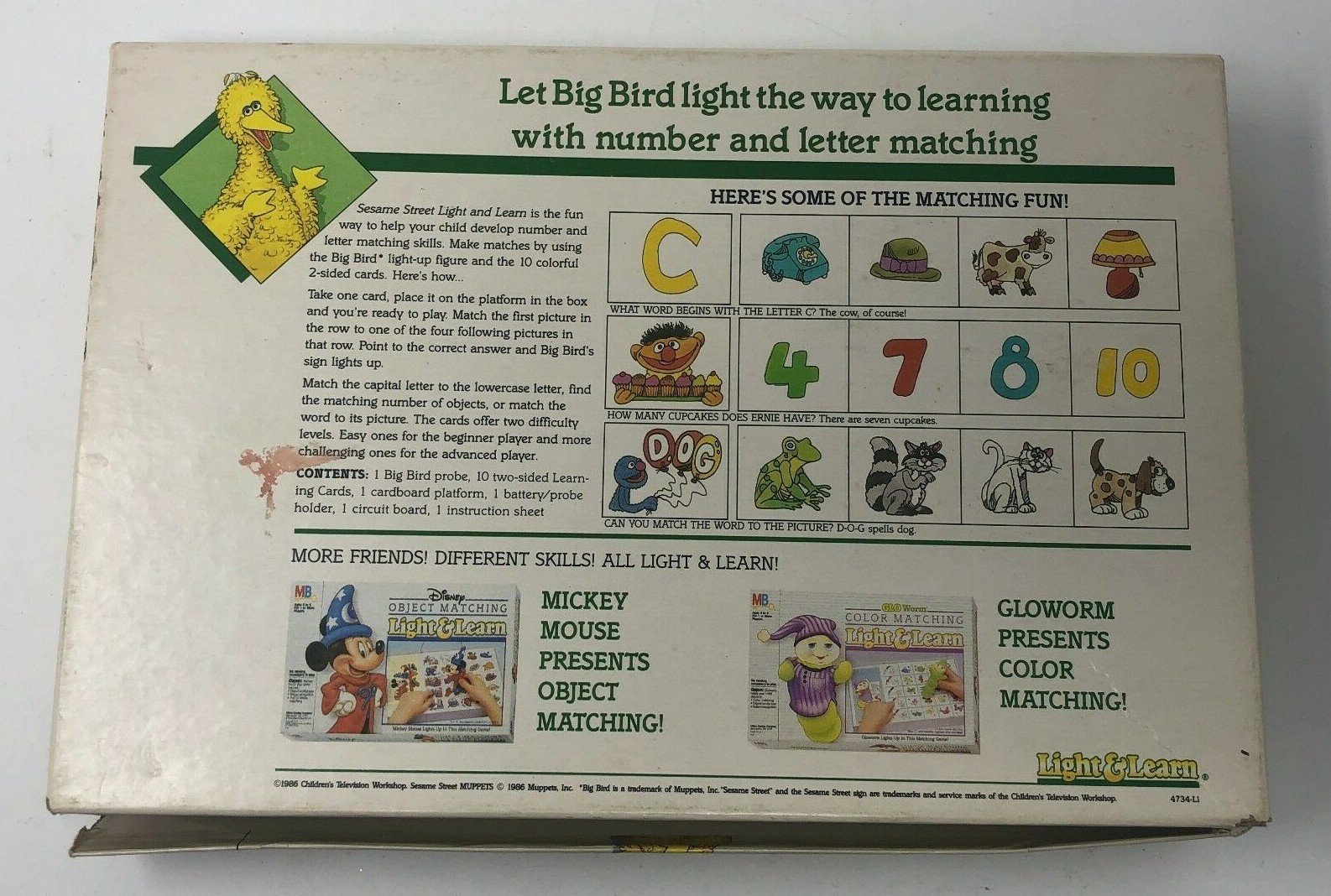 Vintage 1986 Sesame Street Light and Learn Letter & Number Matching Game – Works