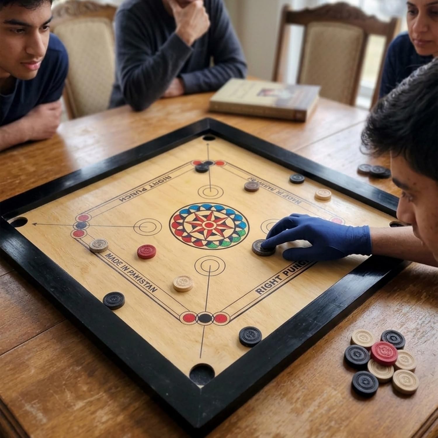 High-Quality Wooden Carrom Board with Polished Frame | Smooth Play Surface 27″
