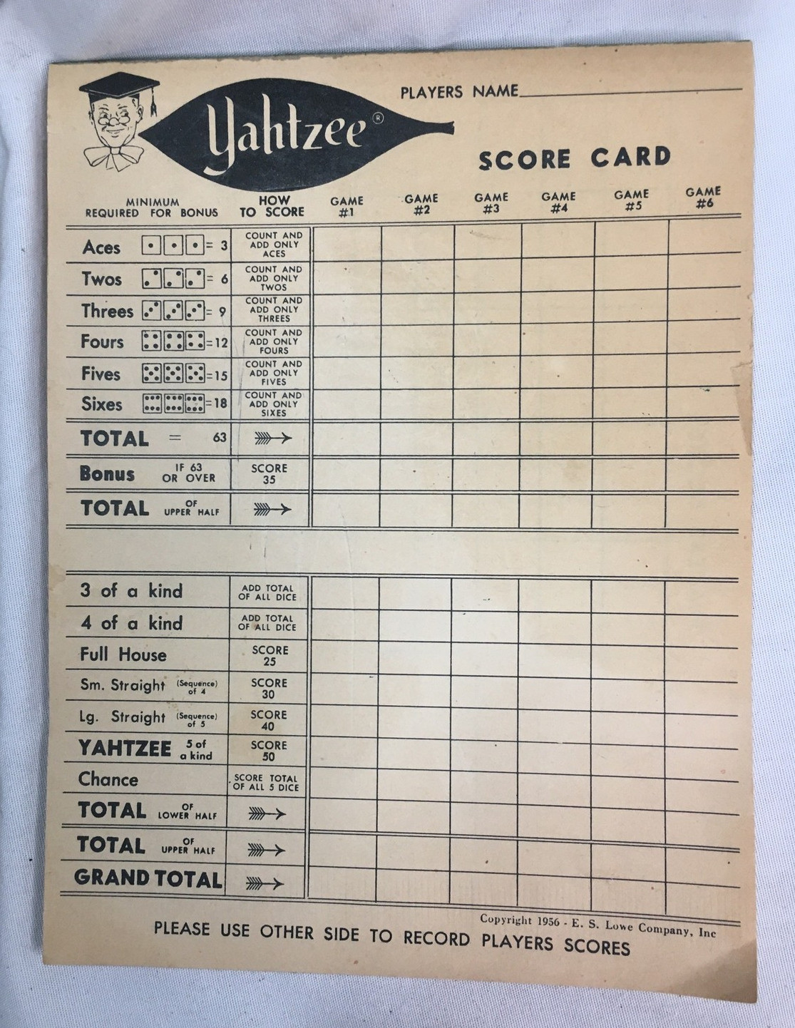 Vintage Yahtzee/Kismet Score Pads 1956/1964, 2 Pads Each