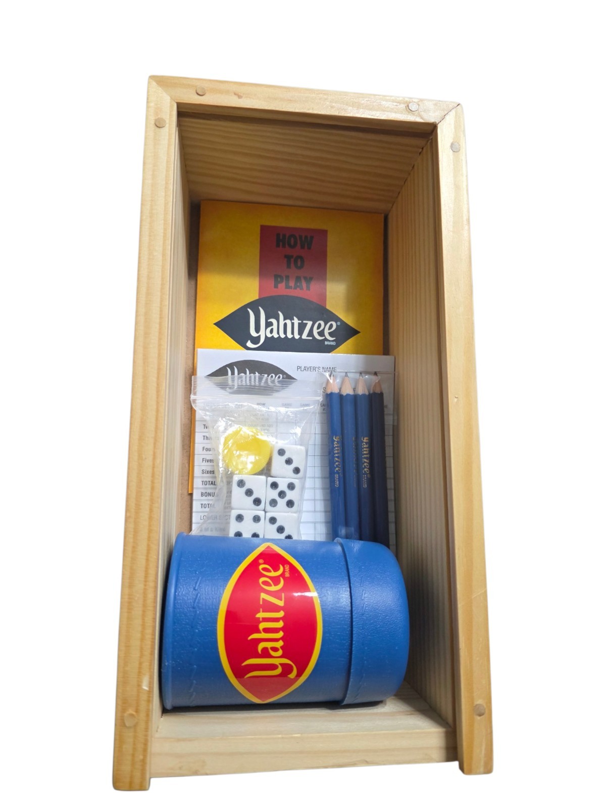 Vintage Yahtzee Nostalgia Edition Wooden Box Complete Parker Brothers 2004