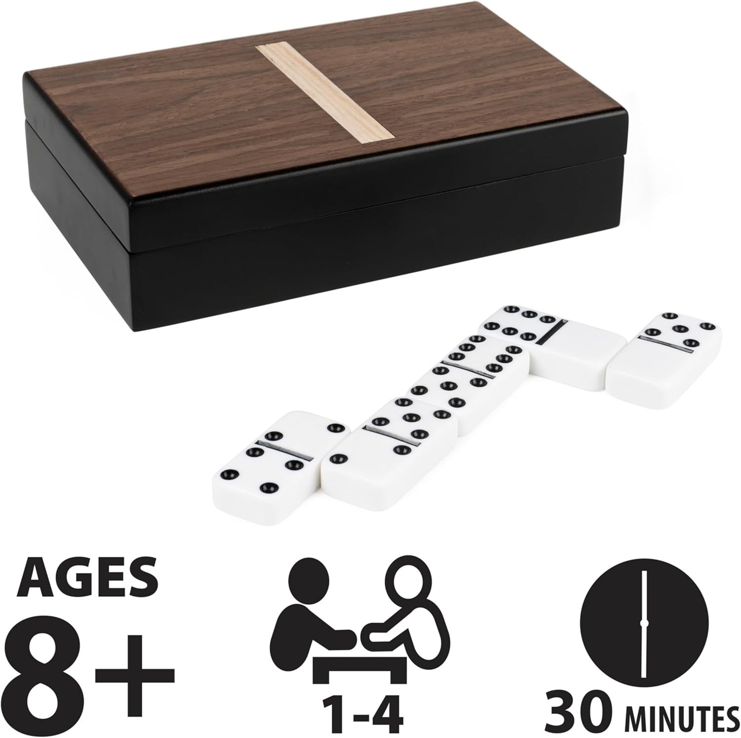 Juego de Domino Set de 28 Fichas Domino Doble Seis en Marfil inLined Wooden Case