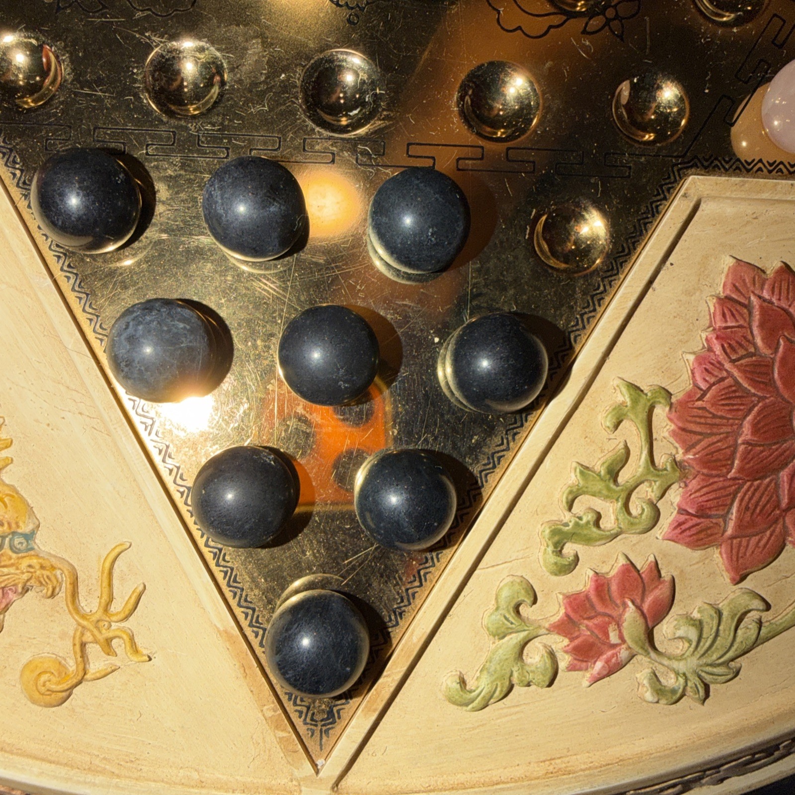 Vintage Franklin Mint Chinese Checkers Dragon Game With Semiprecious Gemstones