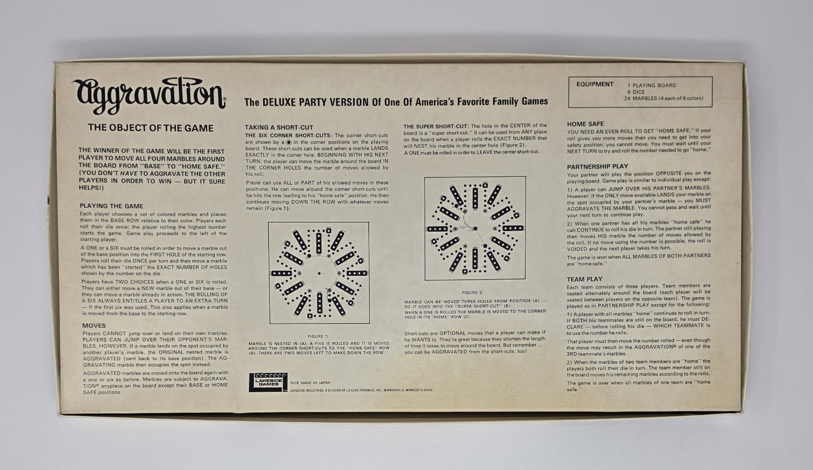Aggravation Deluxe Party Edition Board Game Lakeside 1972 Vintage COMPLETE