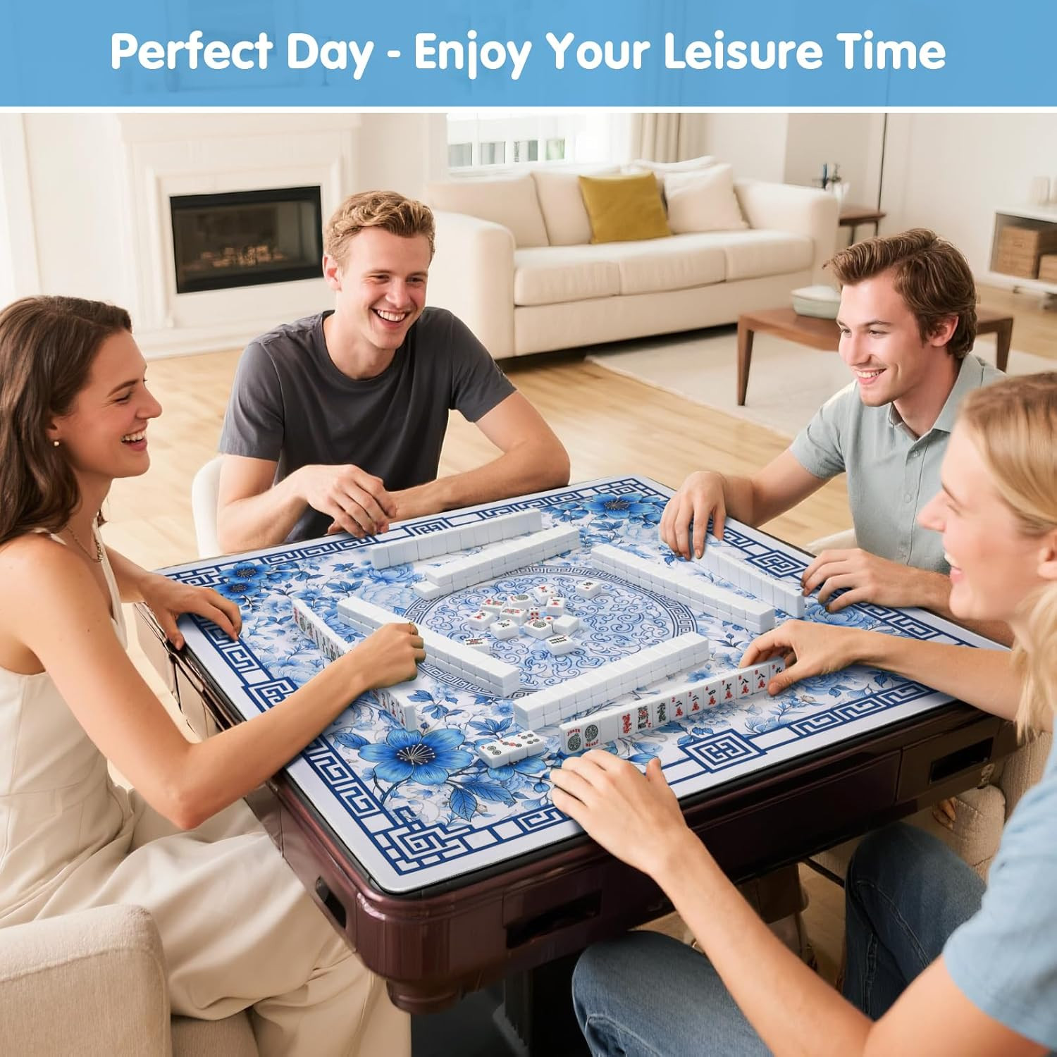 Mahjong Mat for Table 33″ Rolled Packaging for American Mahjong Set | Waterproof