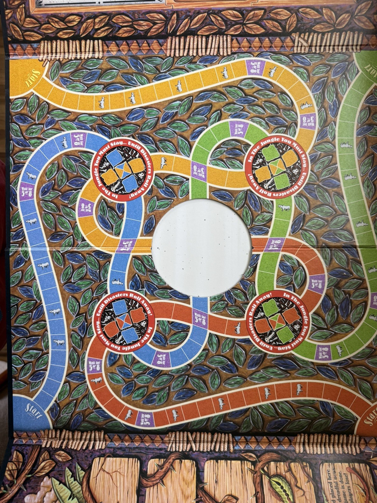 1995 Jumanji Board Game Milton Bradley Complete w Sand Timer Rhino