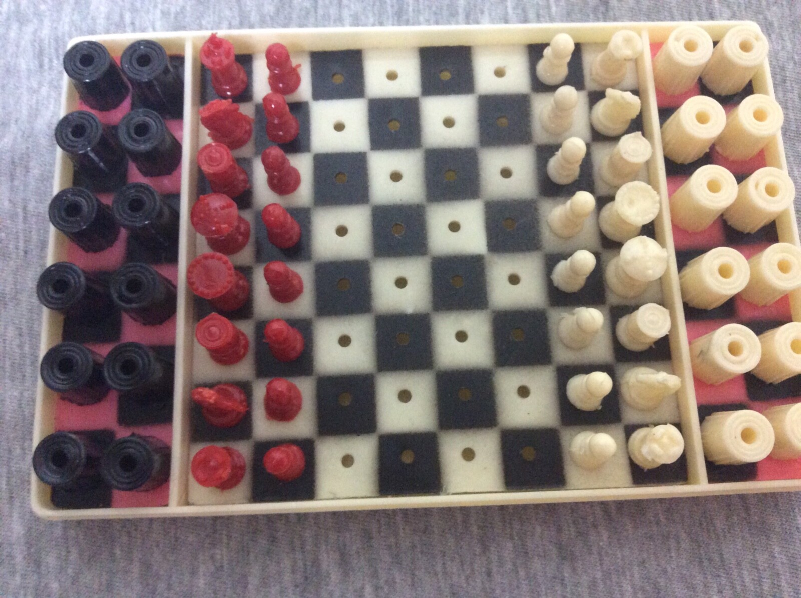 Vintage Pocket Chess & Checkers Combination Original Box BP Hong Kong