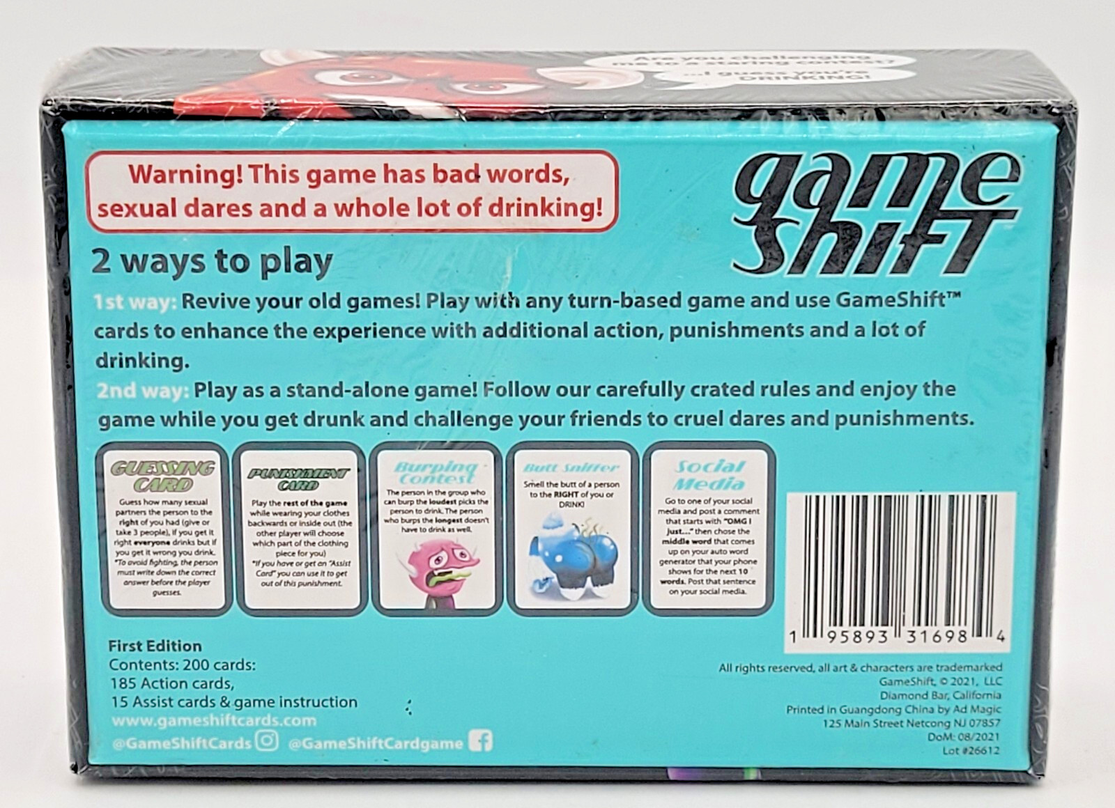 Game Shift NEW Cruelest Drinking Card Party Game ADULT Profanity Sex FREE SHIP