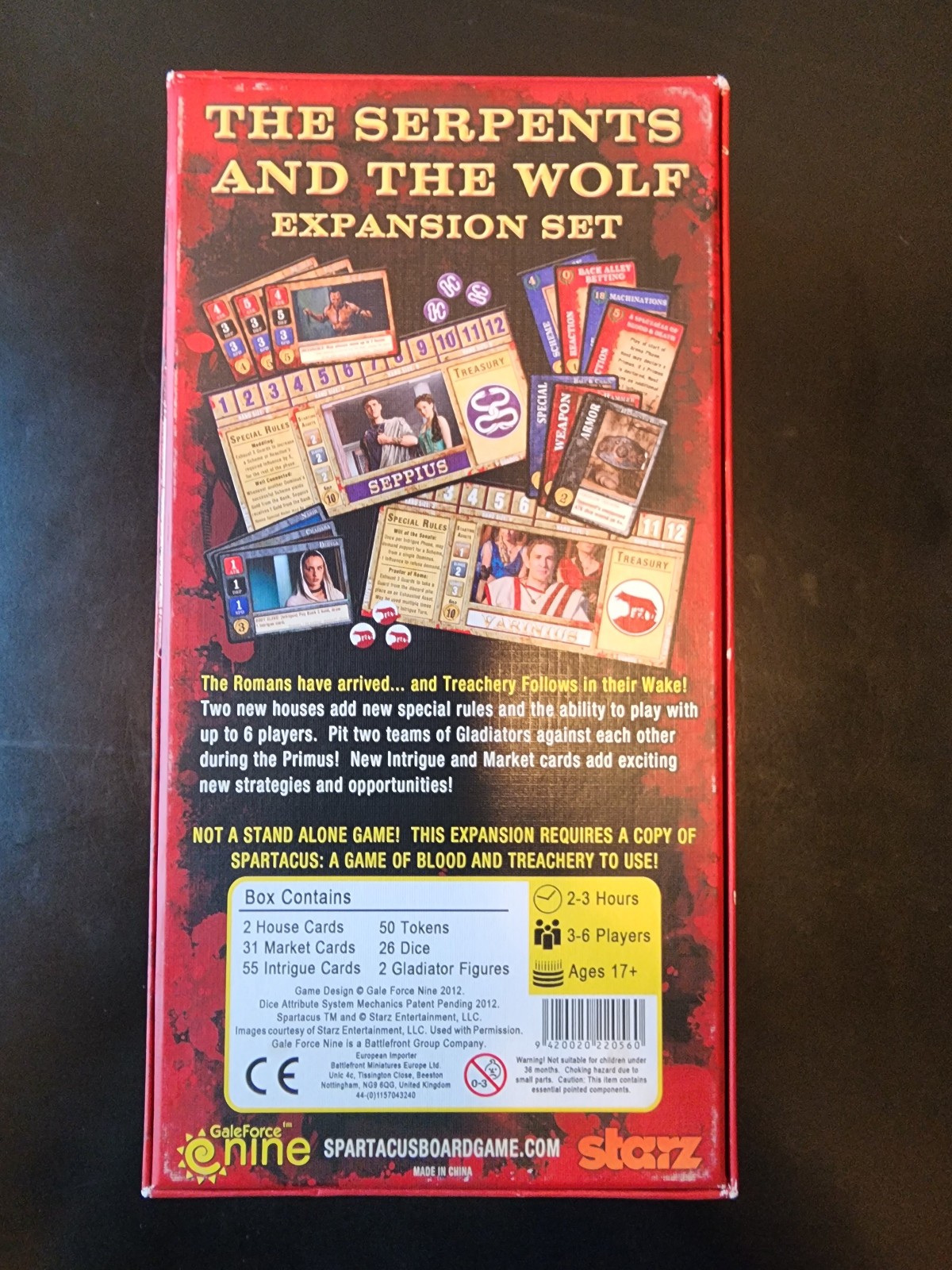Spartacus: The Serpents and The Wolf Expansion Set (2013) RPG Board Game GF9