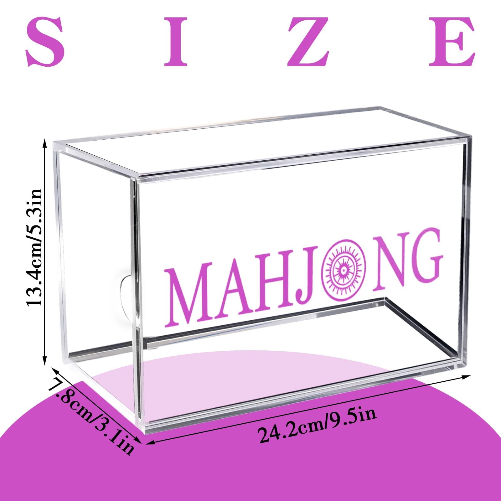 1pcs Empty Acrylic Mahjong Case Only for 1.2″×0.9″×0.5″ Mahjong Tiles-Transpa…