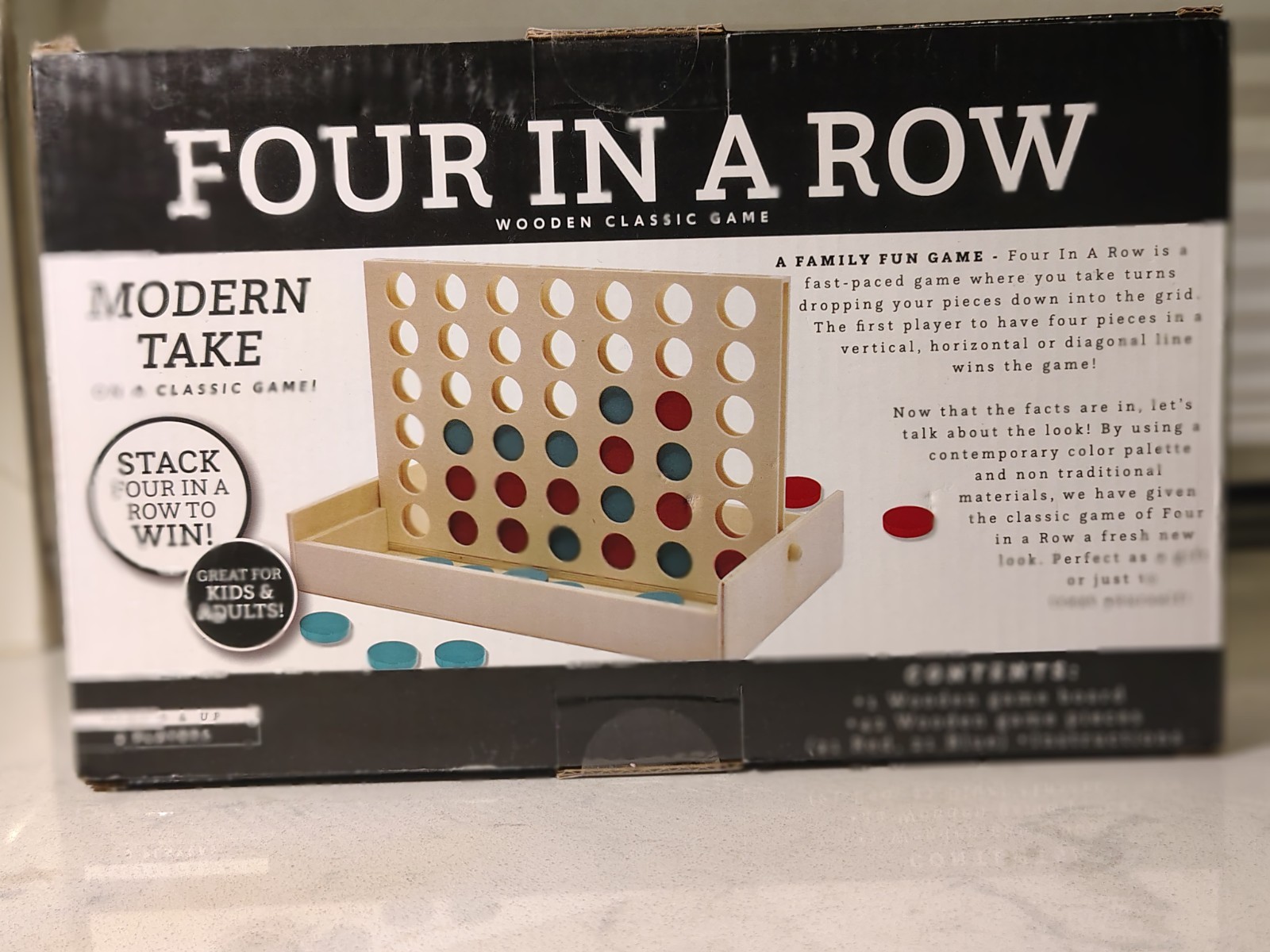Four in a Row Wooden Classic Game Connect 4 Style Family Fun New Small Set