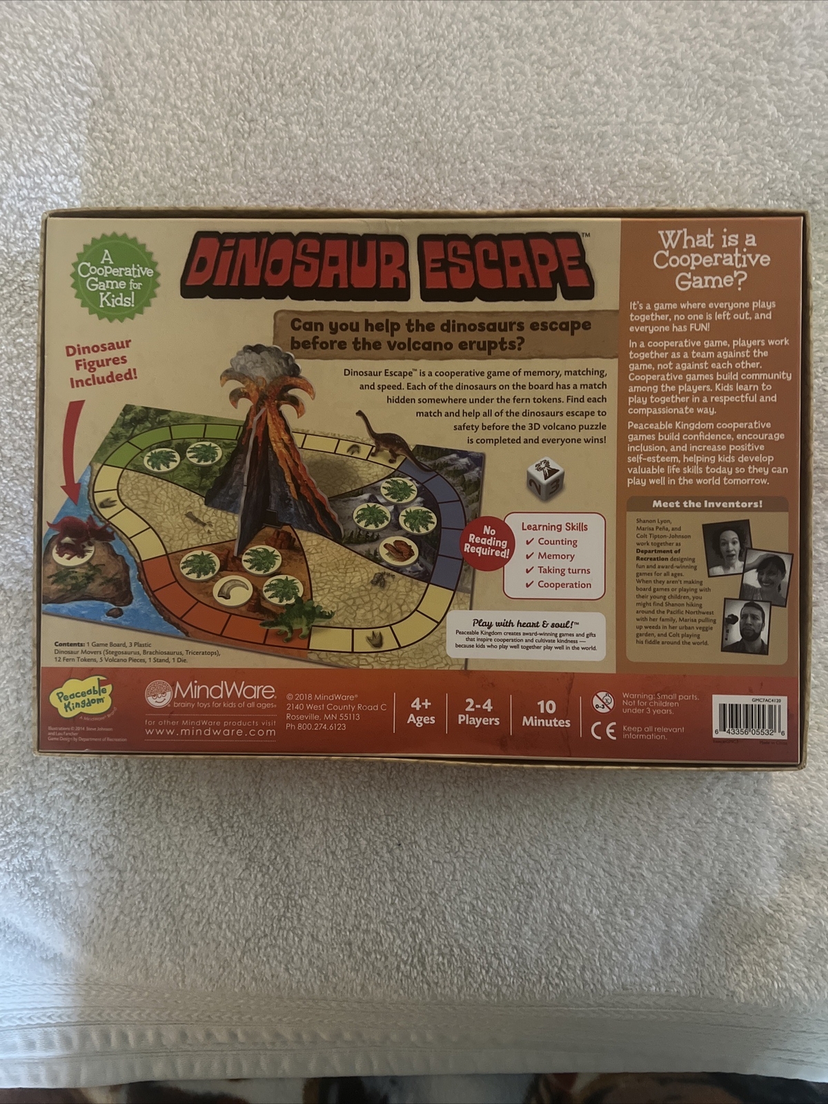 Peaceaceble Kingdom Dinosaur Escape Cooperative Game * (missing 6-sided Die)*