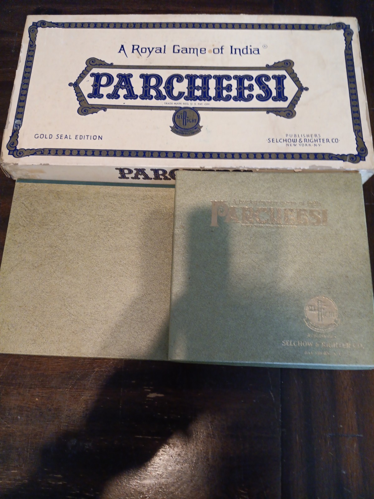 Vintage PARCHEESI Gold Seal Edition Selchow & Righter 59,68 Extras See Descript
