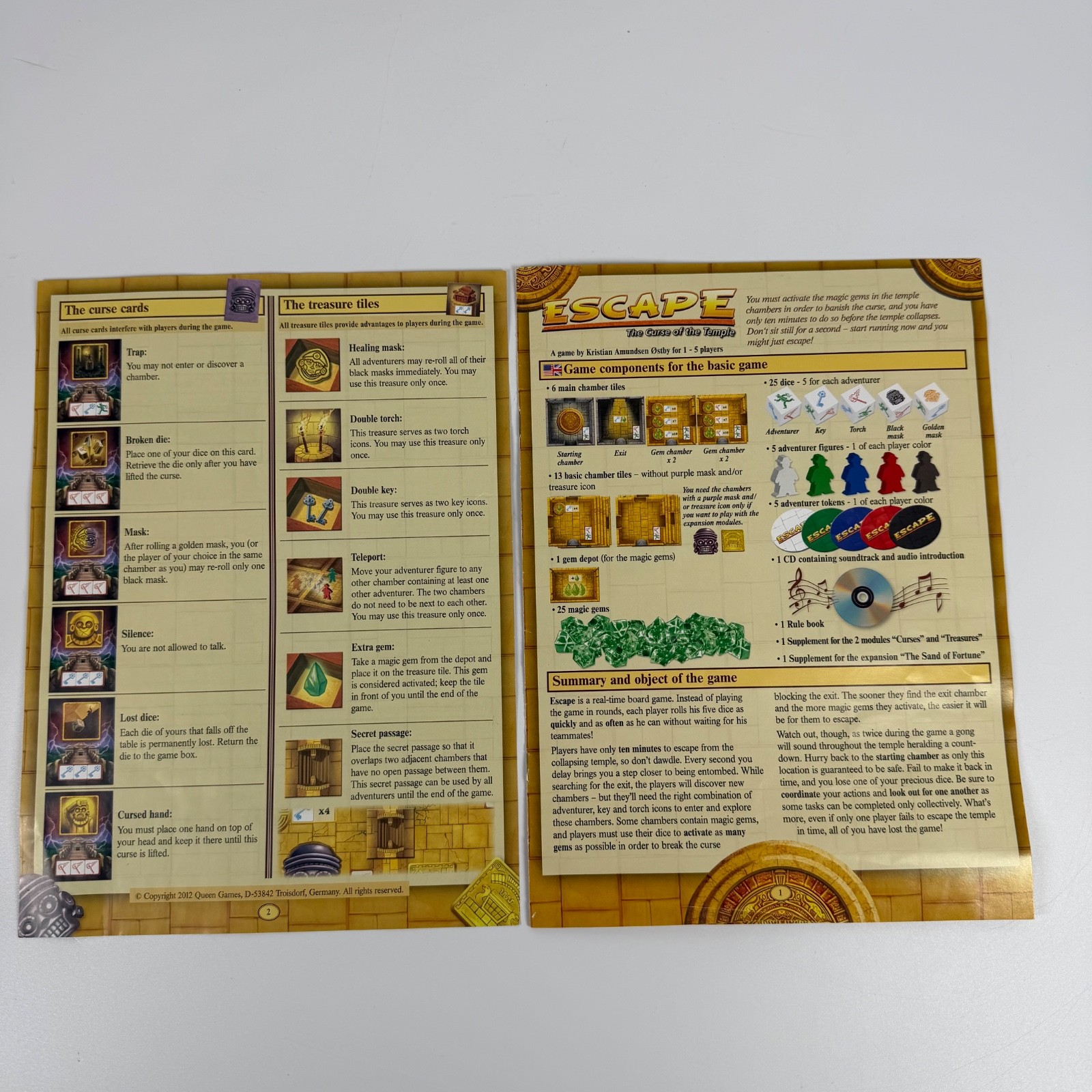 The Curse of the Temple Queen Games Incomplete Missing Dice & Timer