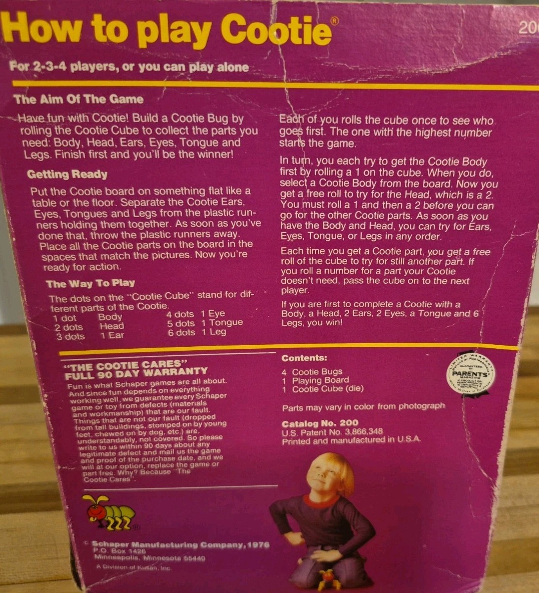 Vintage 1976 Schaper Cootie Game Toy 100% COMPLETE Set with Original Box