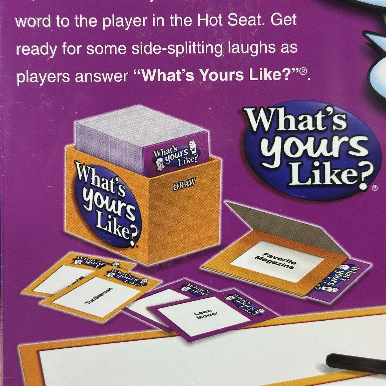 What’s Yours Like? PATCH 2007 Fun Laughs Family Party Game Ages 10+ Sealed NEW!