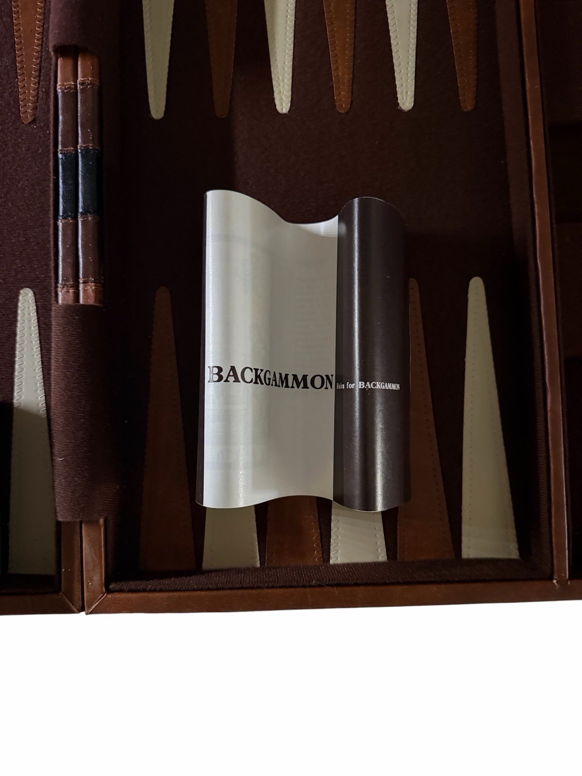Vintage Backgammon Game Set Faux Leather Brown Case 15×10 Complete Travel
