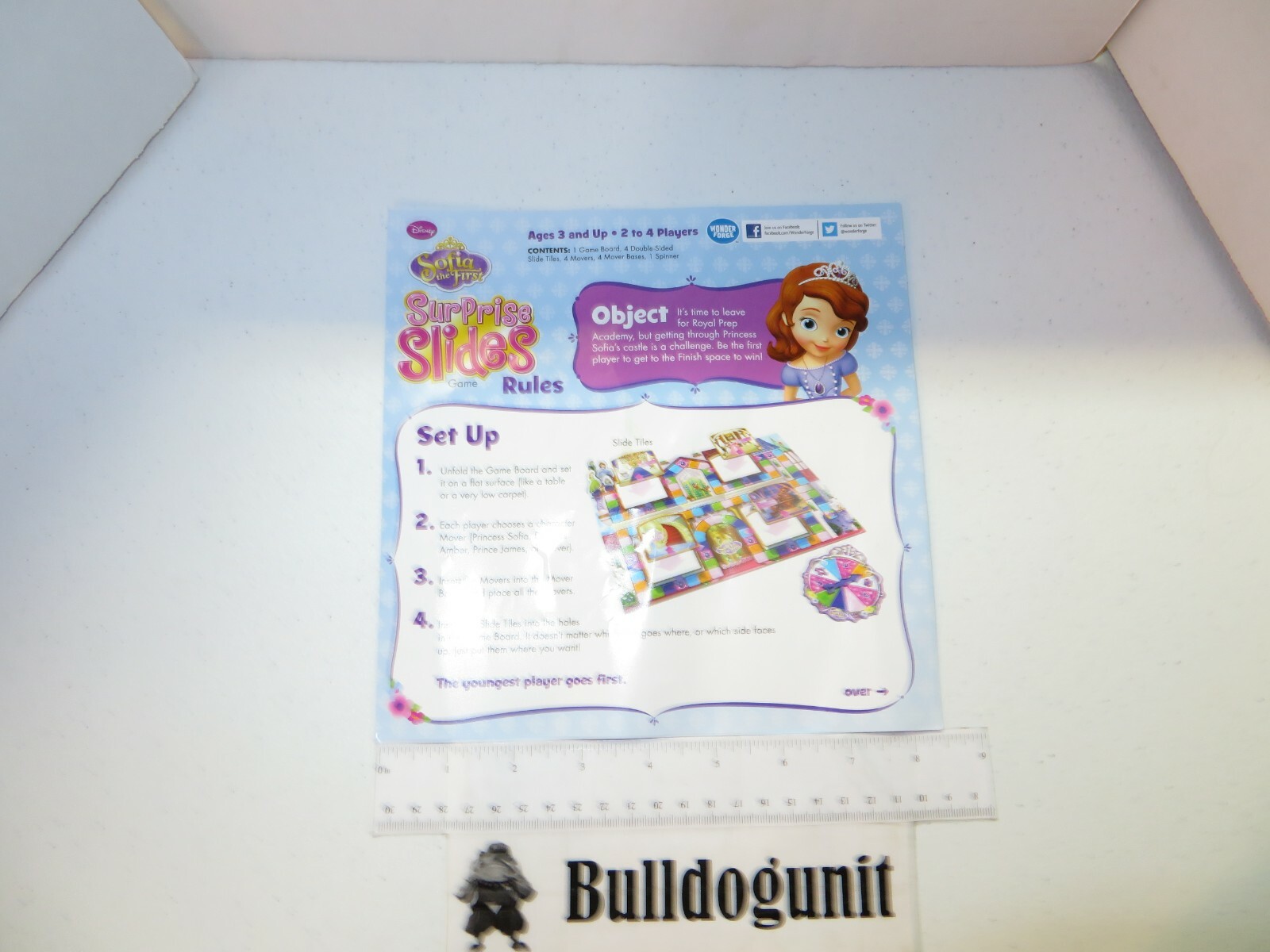 2014 Sofia The First Surprise Slides Board Game Instruction Manual Wonder Forge