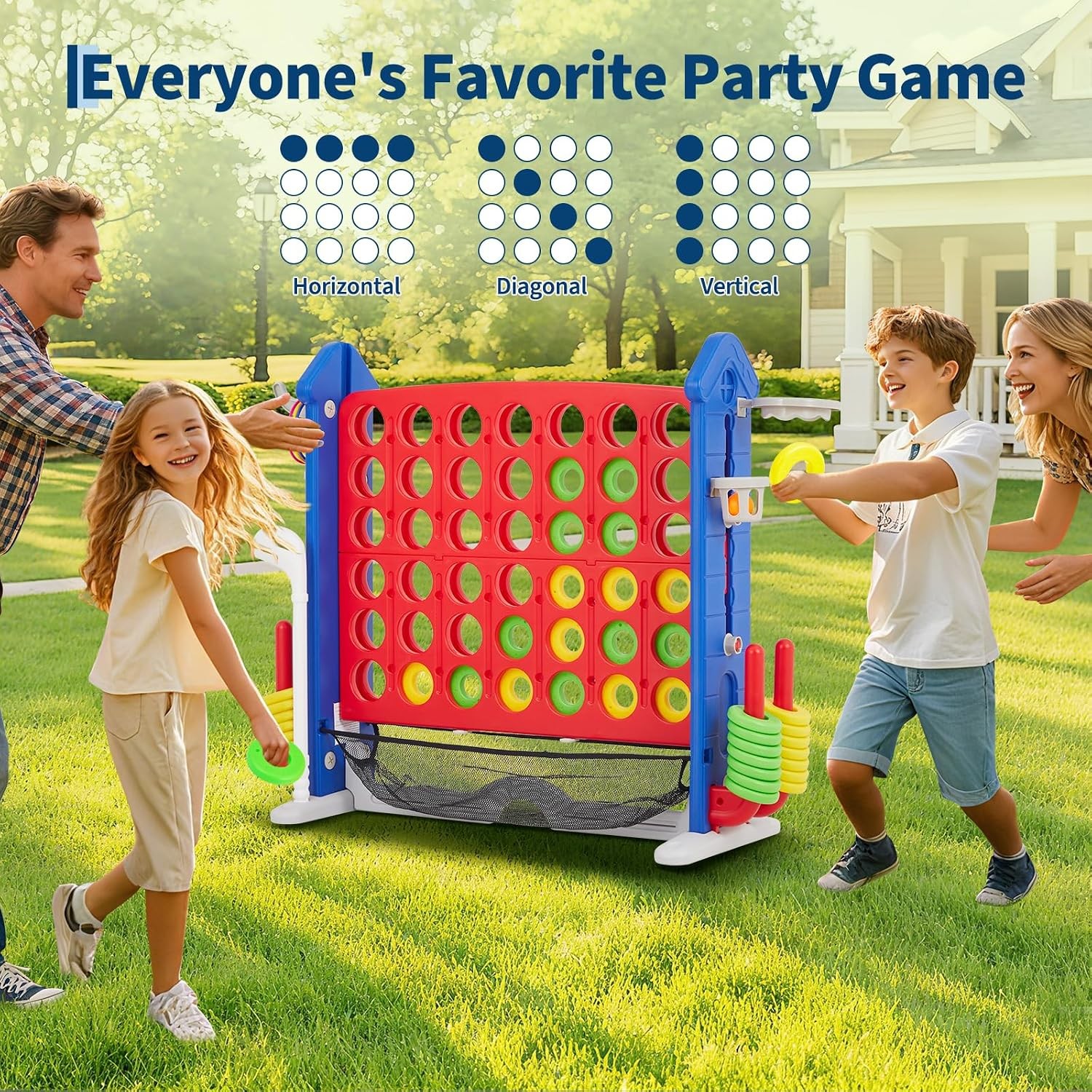 Giant 4-in-1 Connect Game Set Jumbo Outdoor Fun with Mini Basketball for Kids