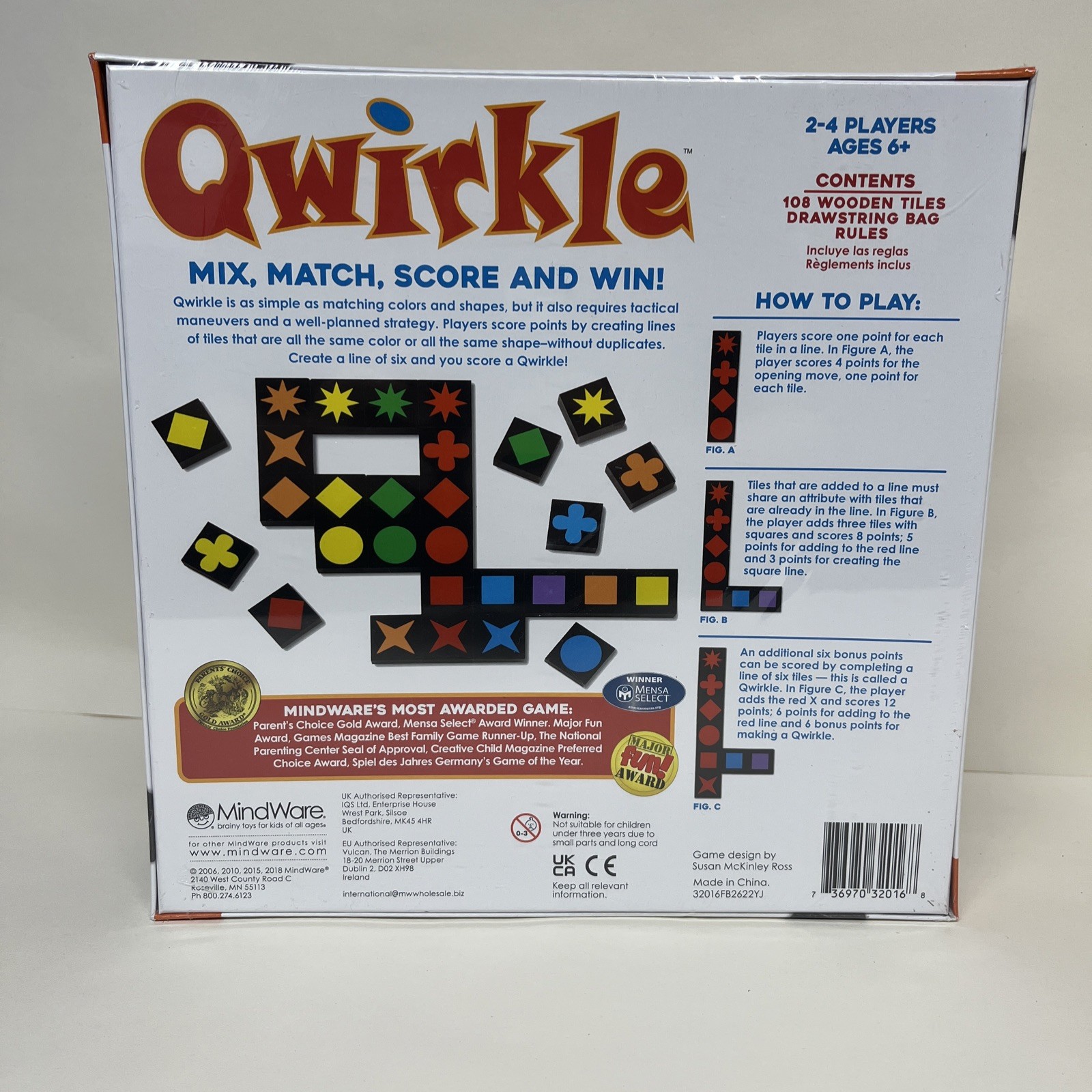 MindWare Qwirkle Board Game With Wood Tiles New Sealed 2-4 Players Ages 6+