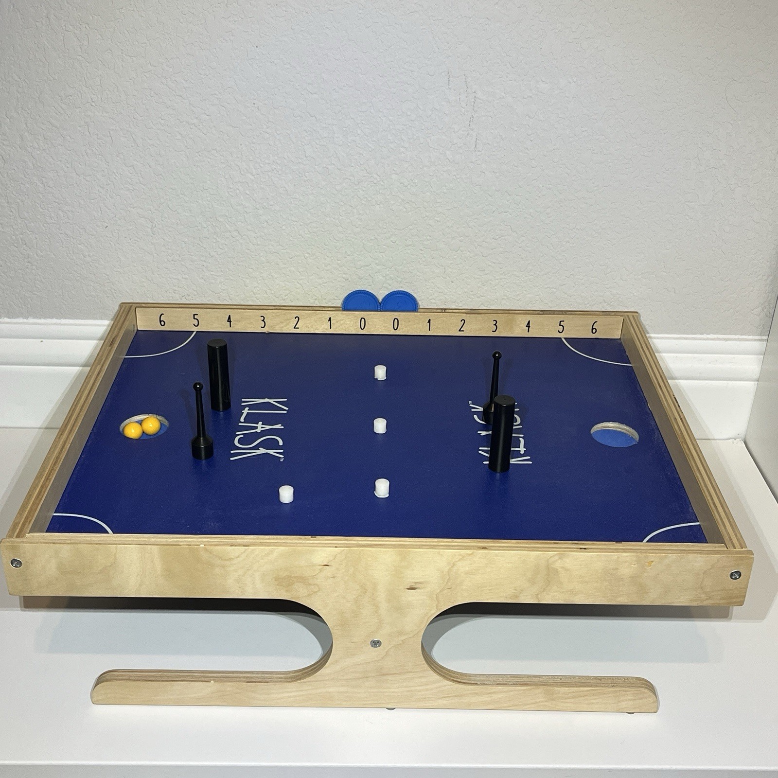 Klask Magnetic Board Game Wooden Skill Game Tabletop Party Game Blue With Box