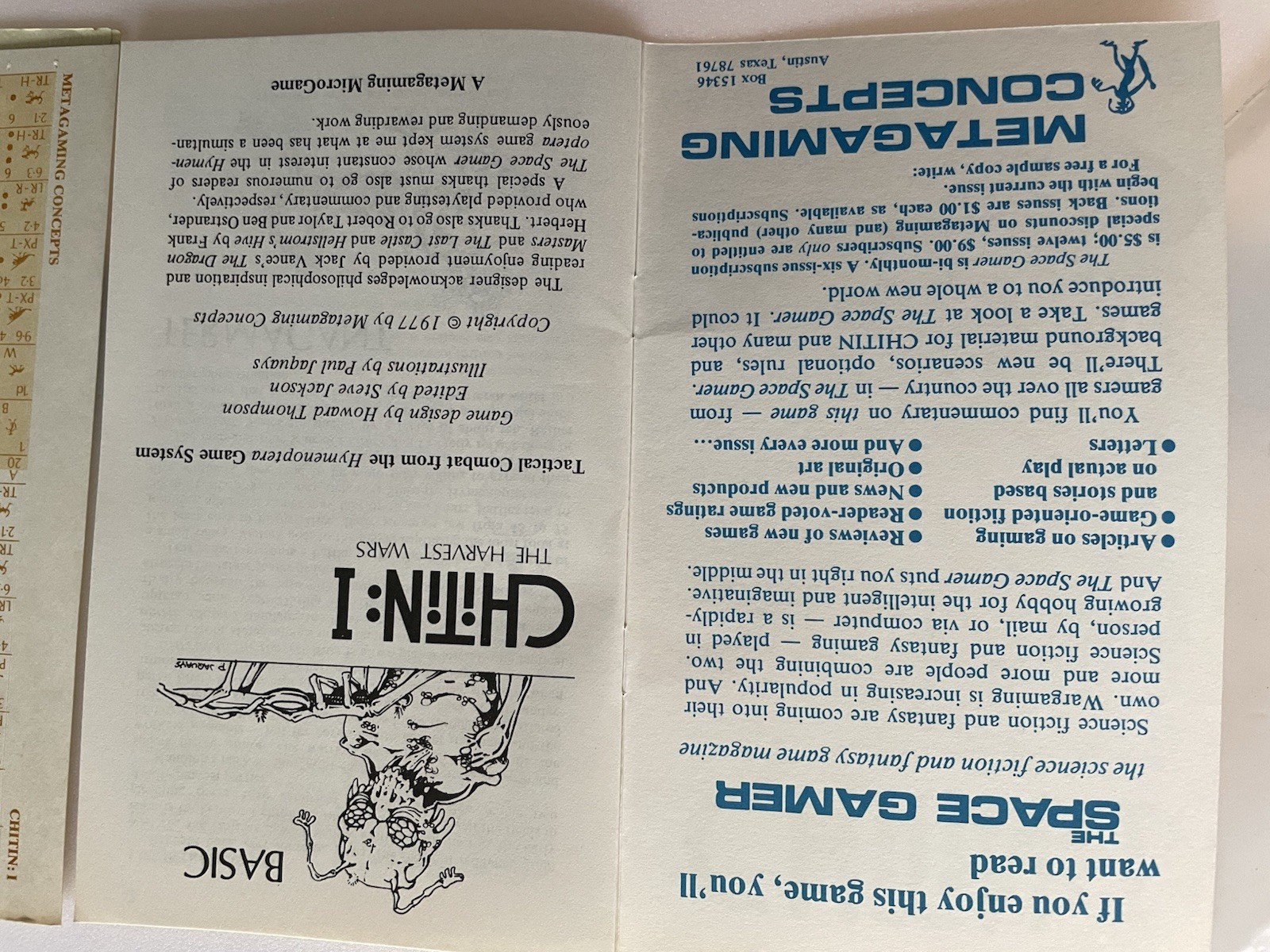 Metagaming MicroGame #2 – Chitin I – The Harvest Wars (1st Printing) VG